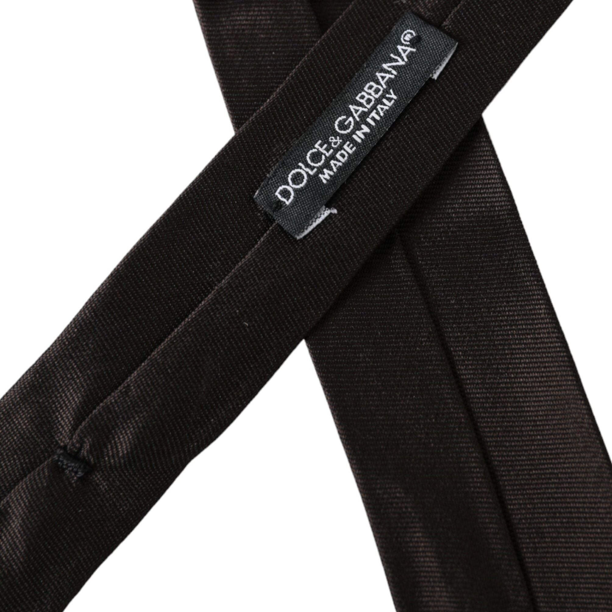 Dolce & Gabbana Brown Solid 100% Silk Adjustable Tie