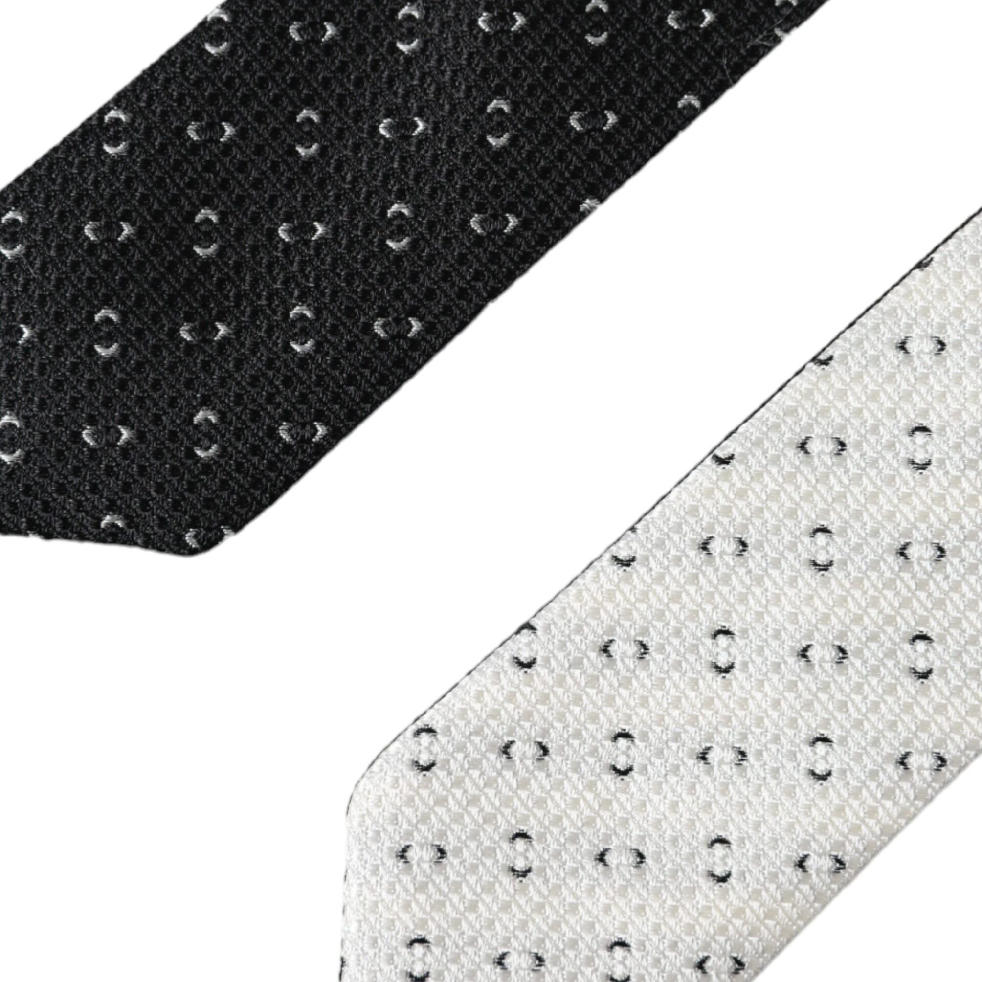 Dolce & Gabbana Black White Patterned Adjustable Tie