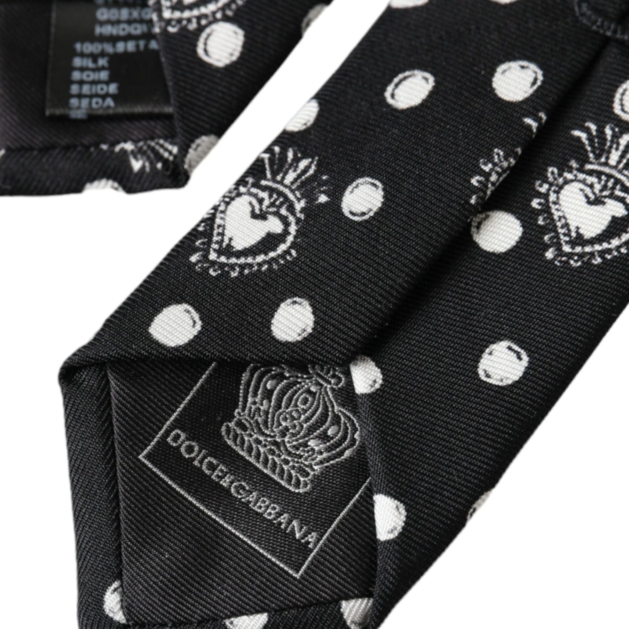 Dolce & Gabbana Black Heart Polka Dot Adjustable Tie
