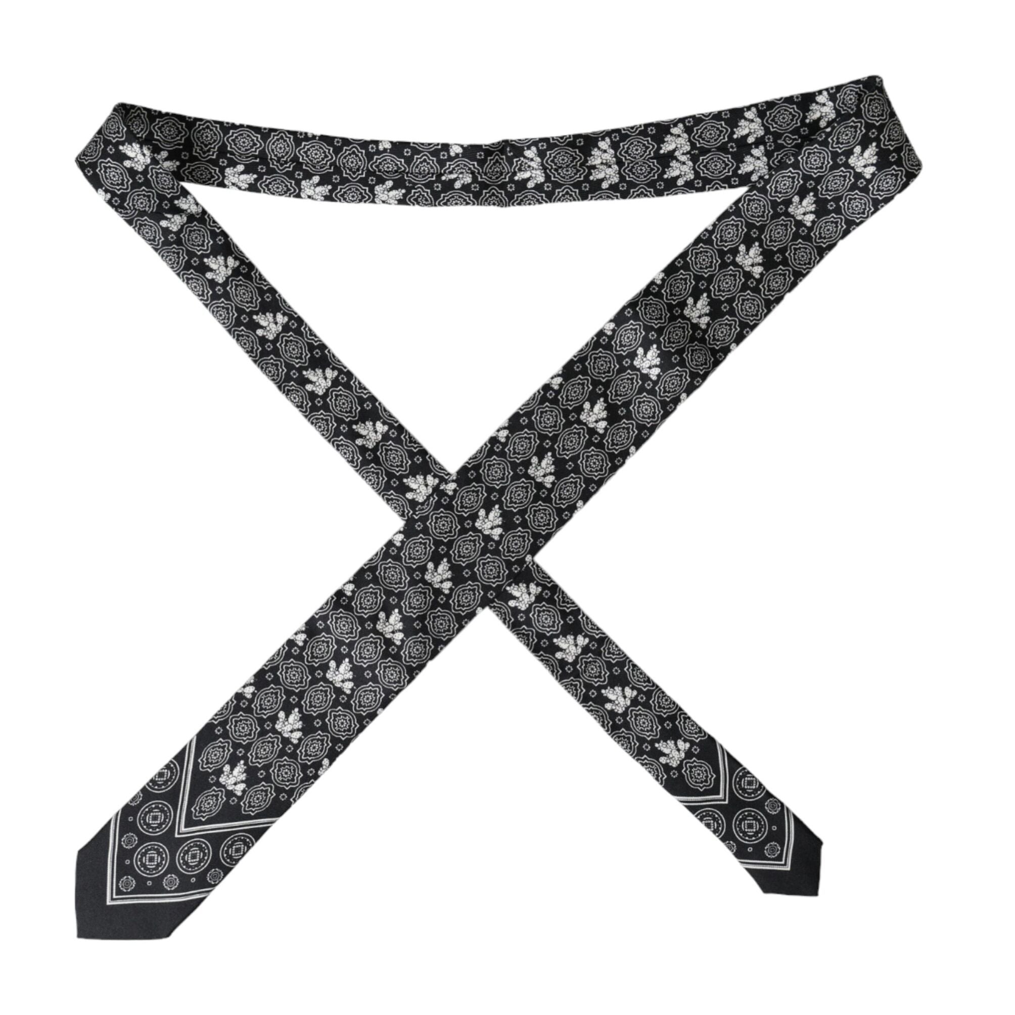 Dolce & Gabbana Black Patterned 100%Silk Adjustable Tie