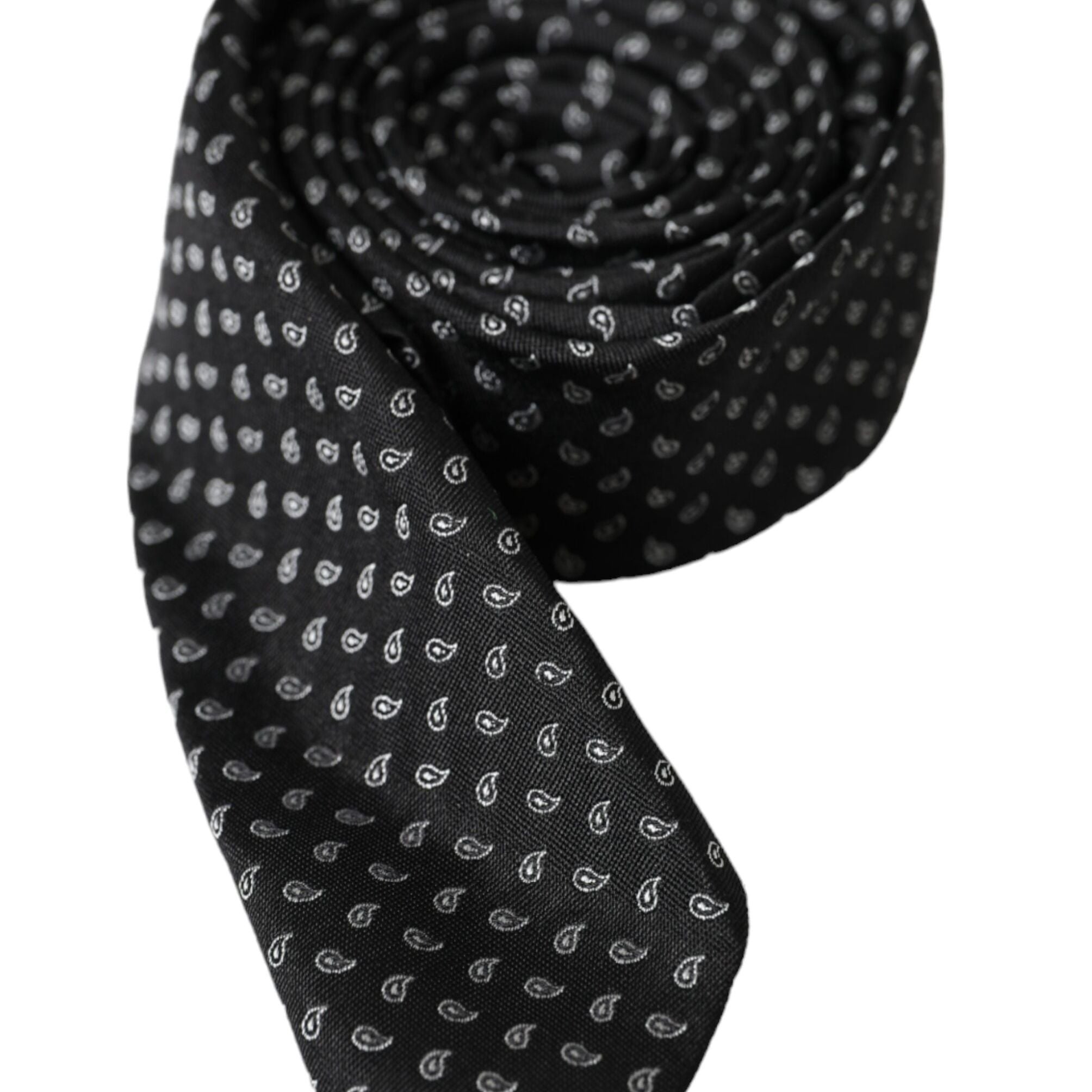 Dolce & Gabbana Black Jacquard Patterned Silk Adjustable Men Tie
