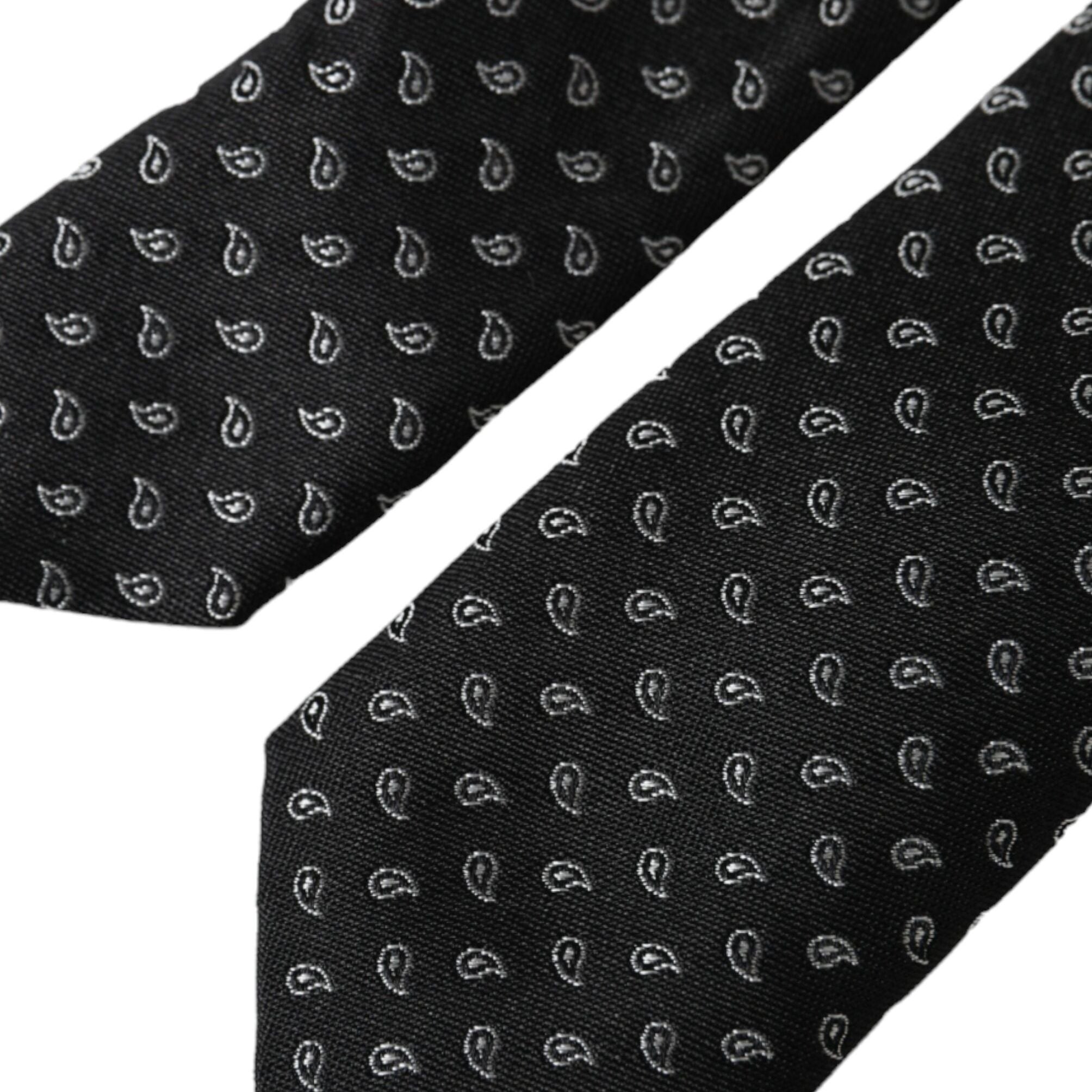 Dolce & Gabbana Black Jacquard Patterned Silk Adjustable Men Tie