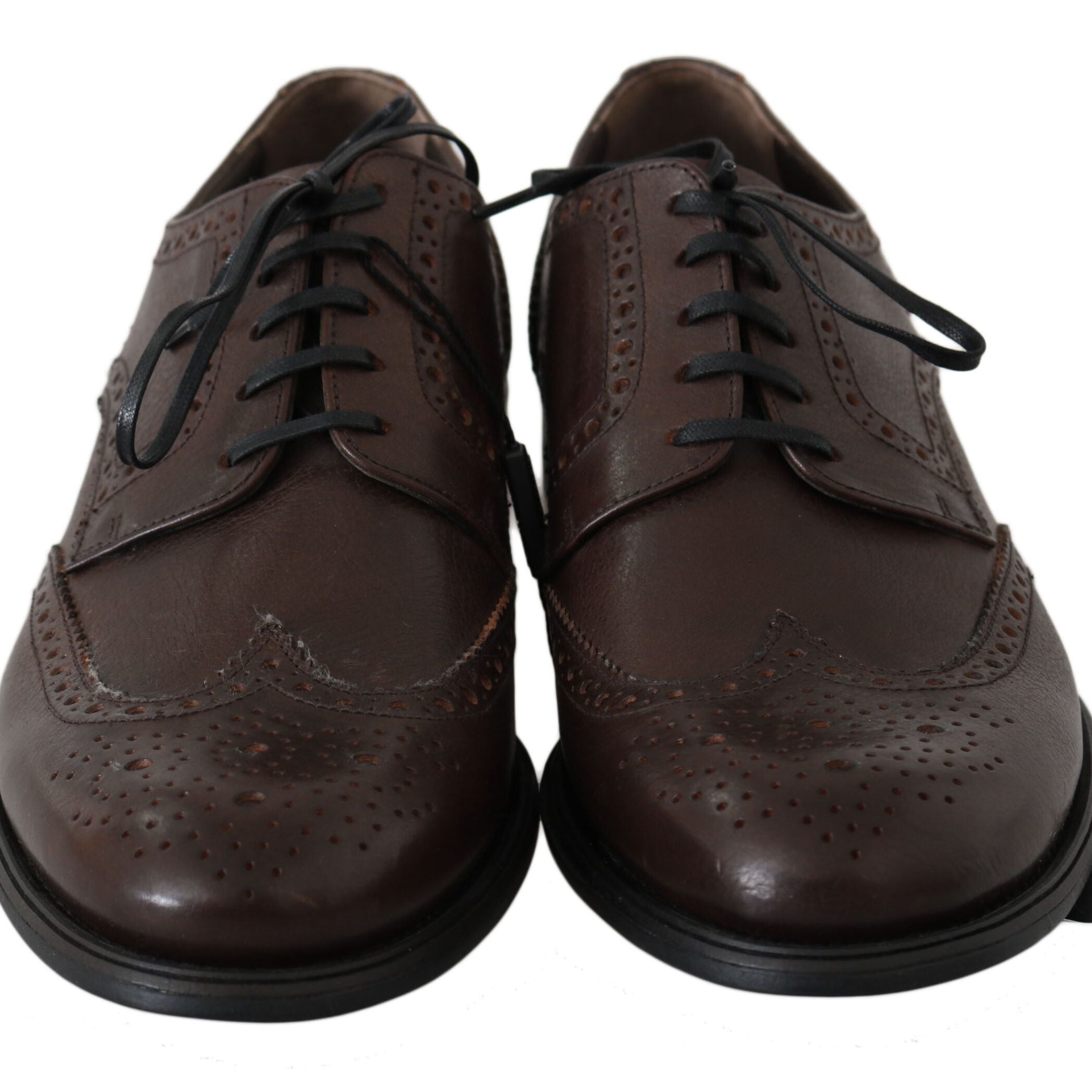 Dolce & Gabbana Brown Leather Brogue Derby Dress Shoes