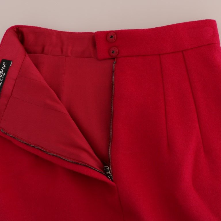 Dolce & Gabbana Pink Wool Knee Long A-Line Skirt