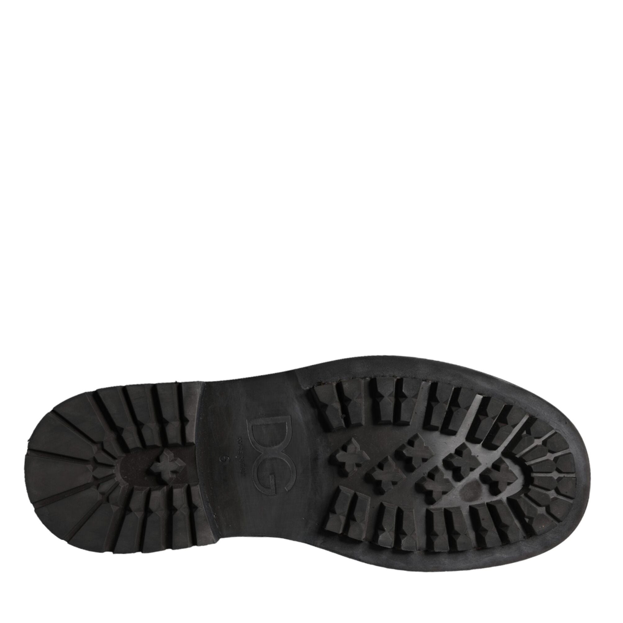 Dolce & Gabbana Black Lace Up Mid Calf Boots Men Shoes