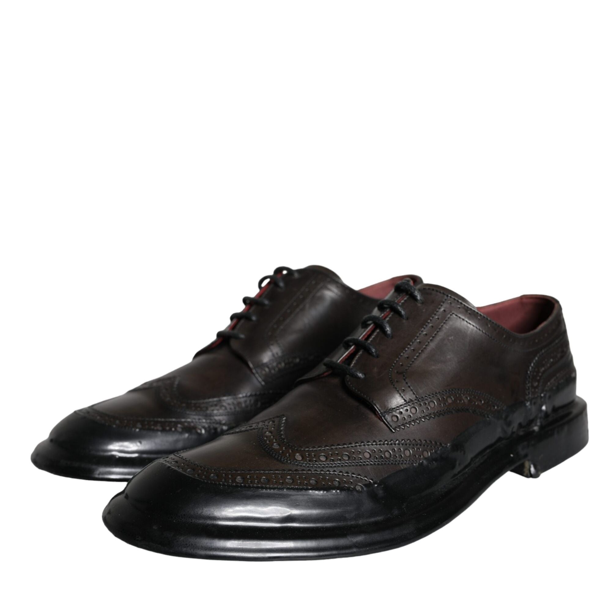 Dolce & Gabbana Black Leather Oxford Wingtip Formal Men Shoes