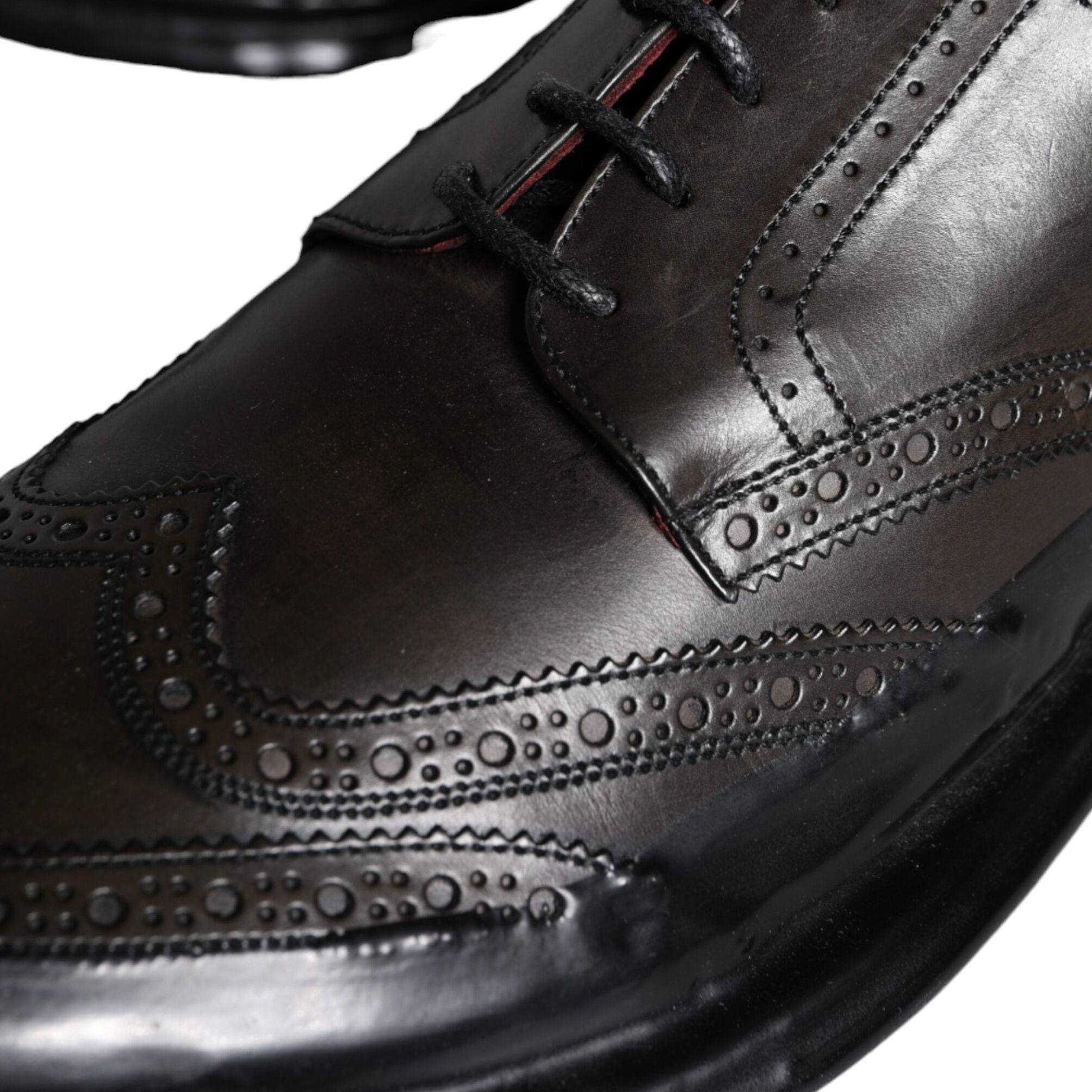 Dolce & Gabbana Black Leather Oxford Wingtip Formal Men Shoes