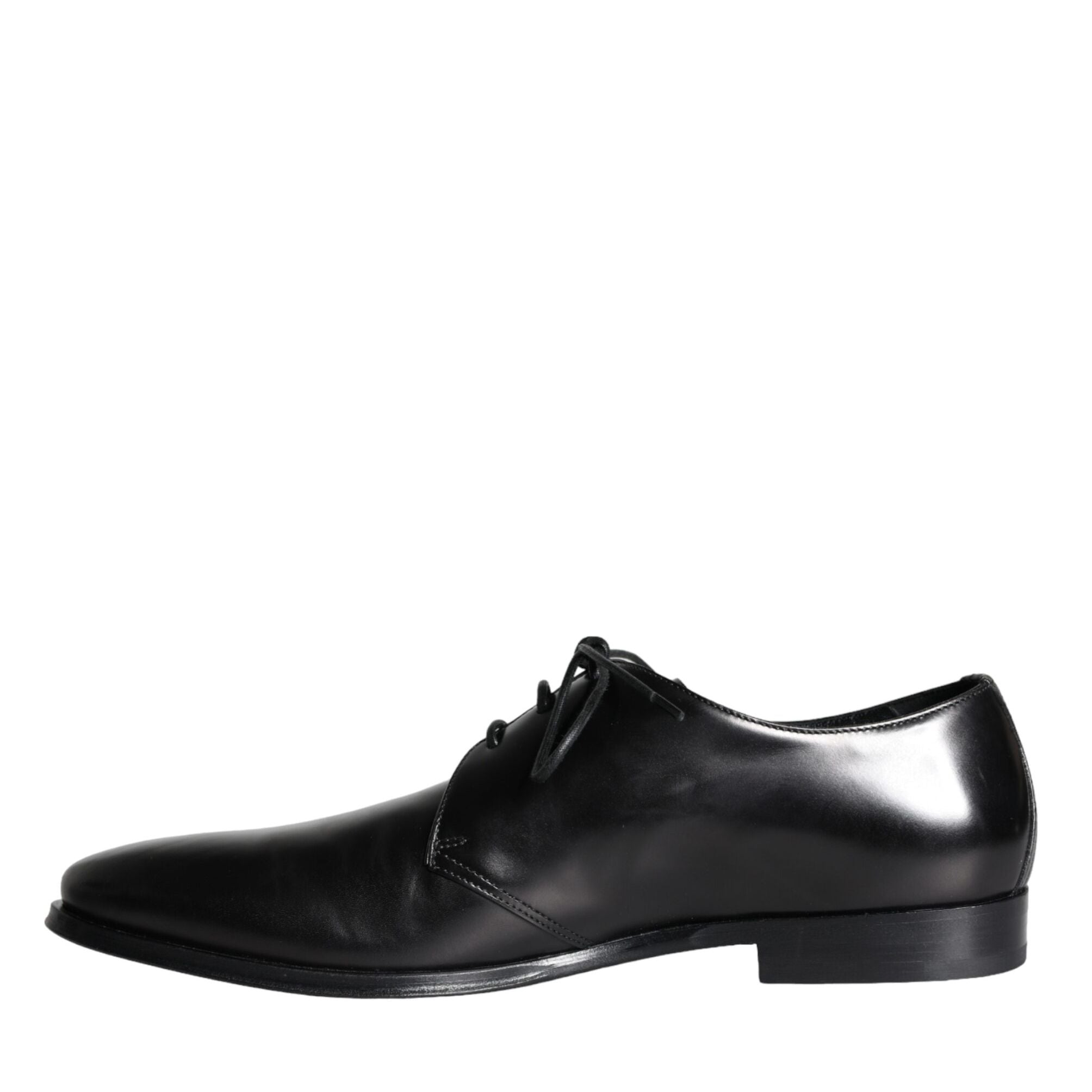 Dolce & Gabbana Black Calfskin Leather Derby Men Dress Shoes