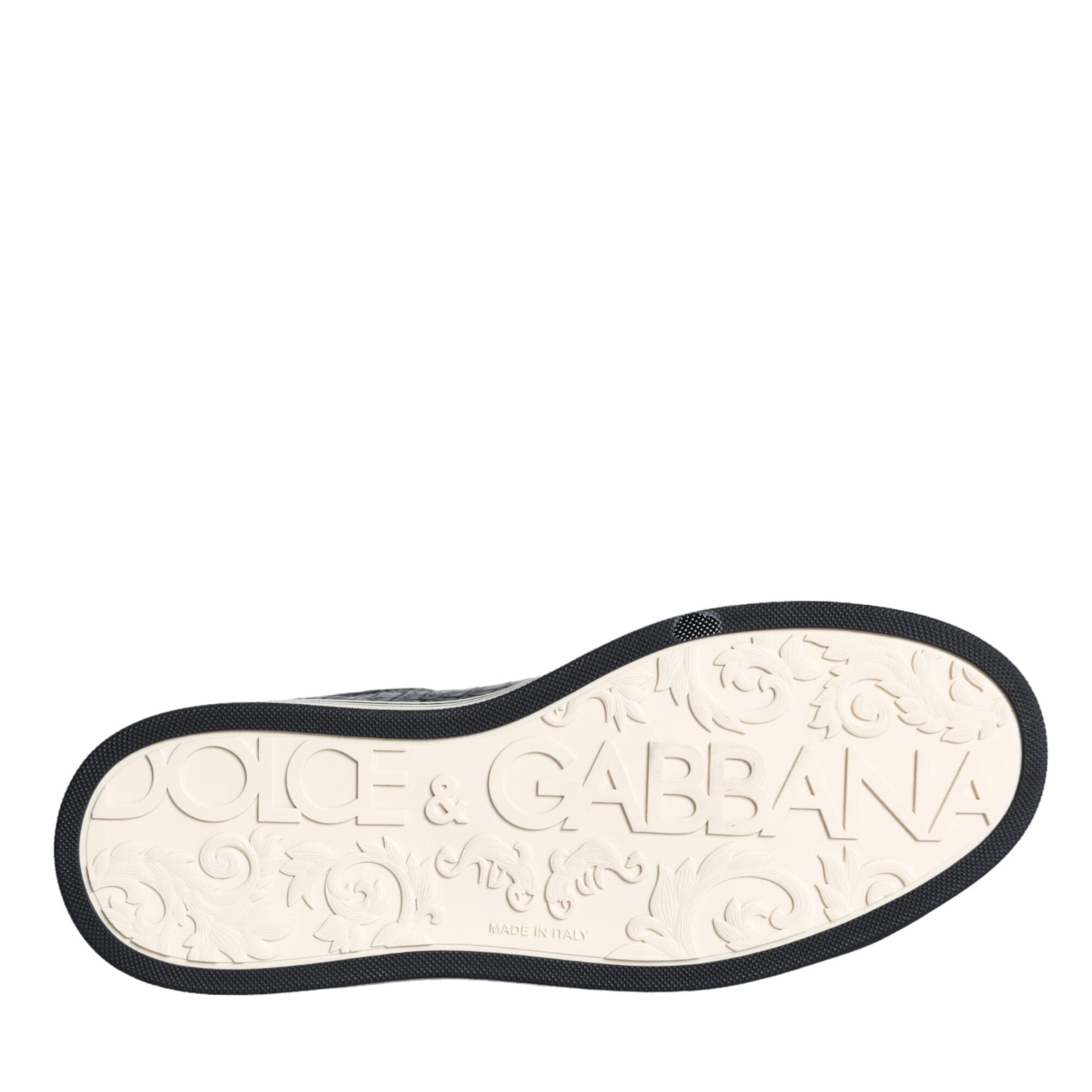 Dolce & Gabbana Black Leather Men Low Top Sneakers Shoes