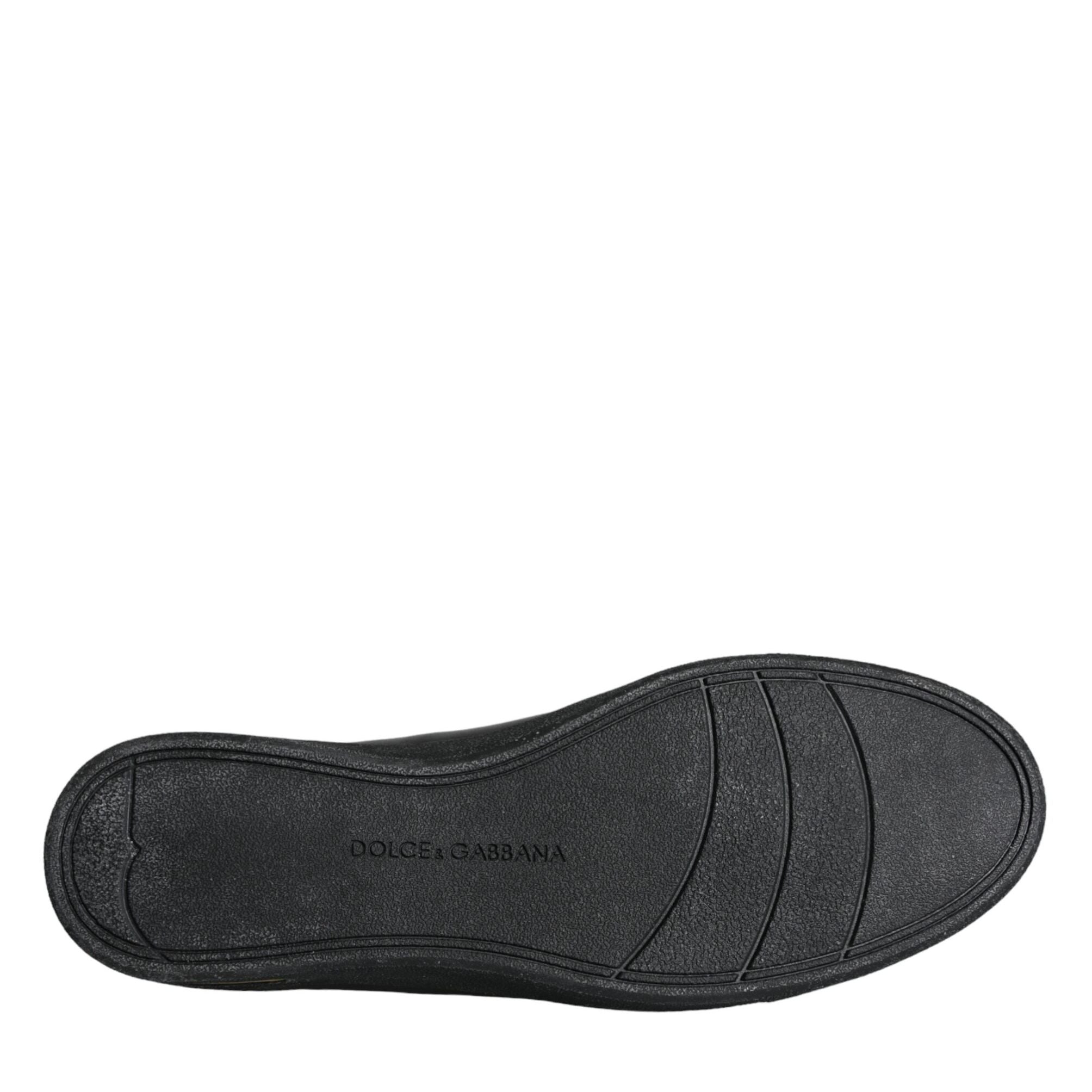 Dolce & Gabbana Black Gold Leather Classic Sneakers Shoes