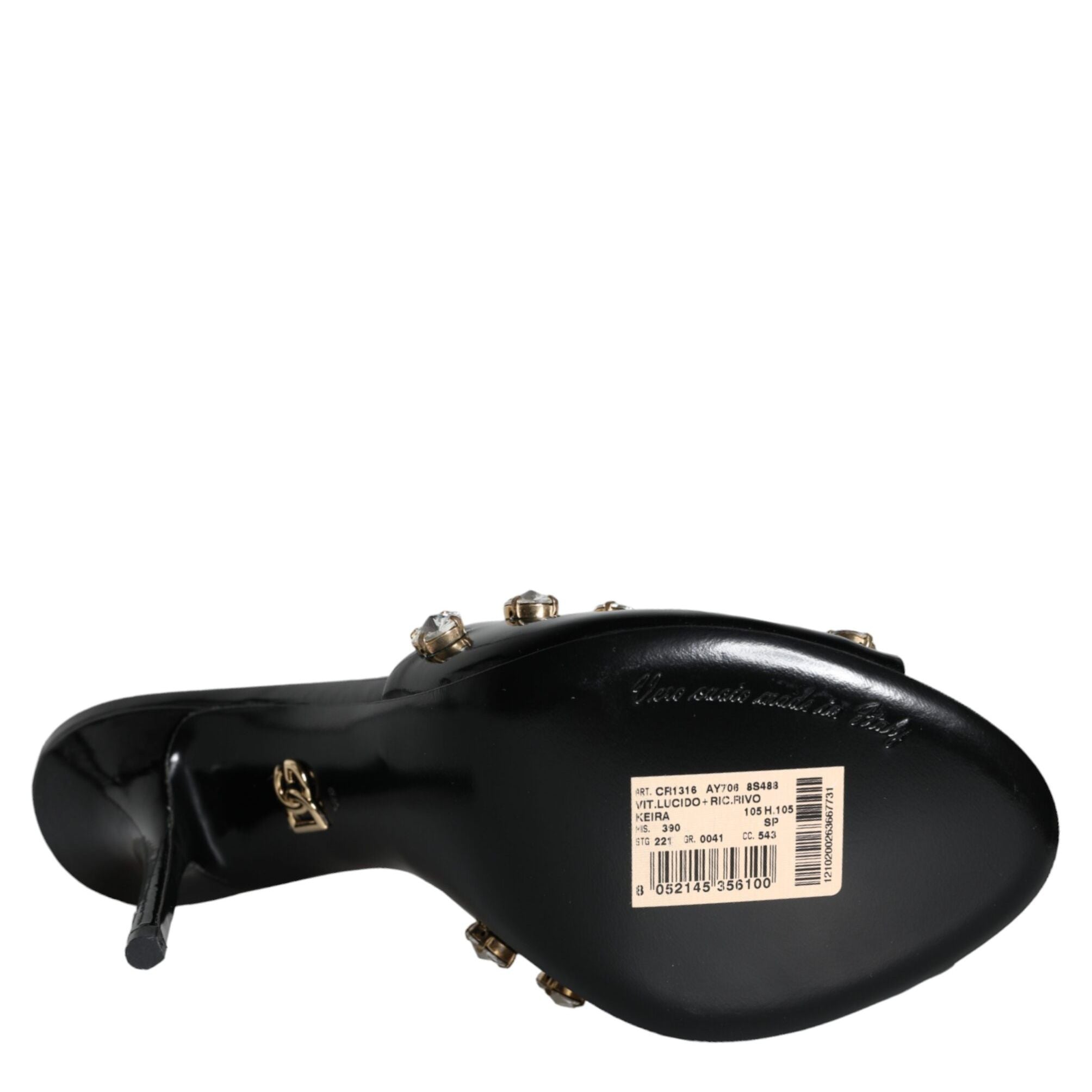 Dolce & Gabbana Black Crystal Heels Keira Sandals Shoes