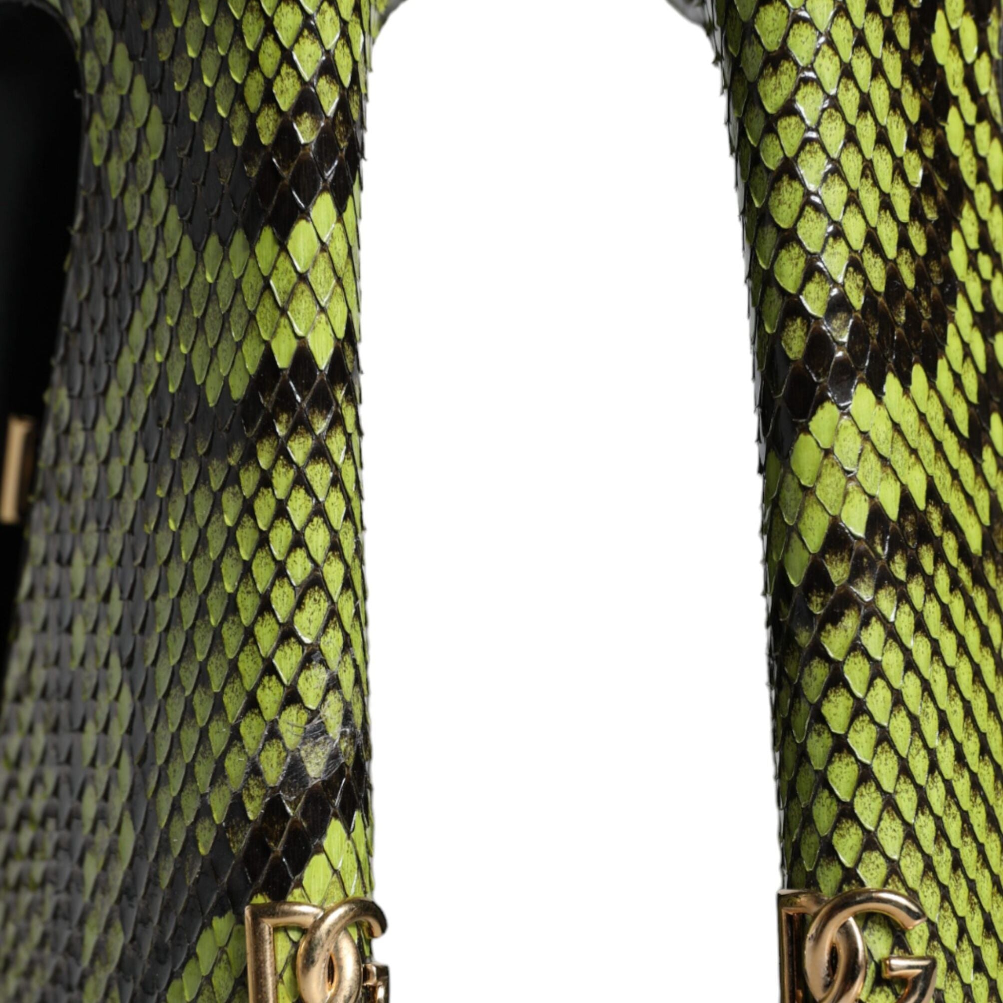 Dolce & Gabbana Green Exotic Leather Ankle Strap Heels Sandals Shoes