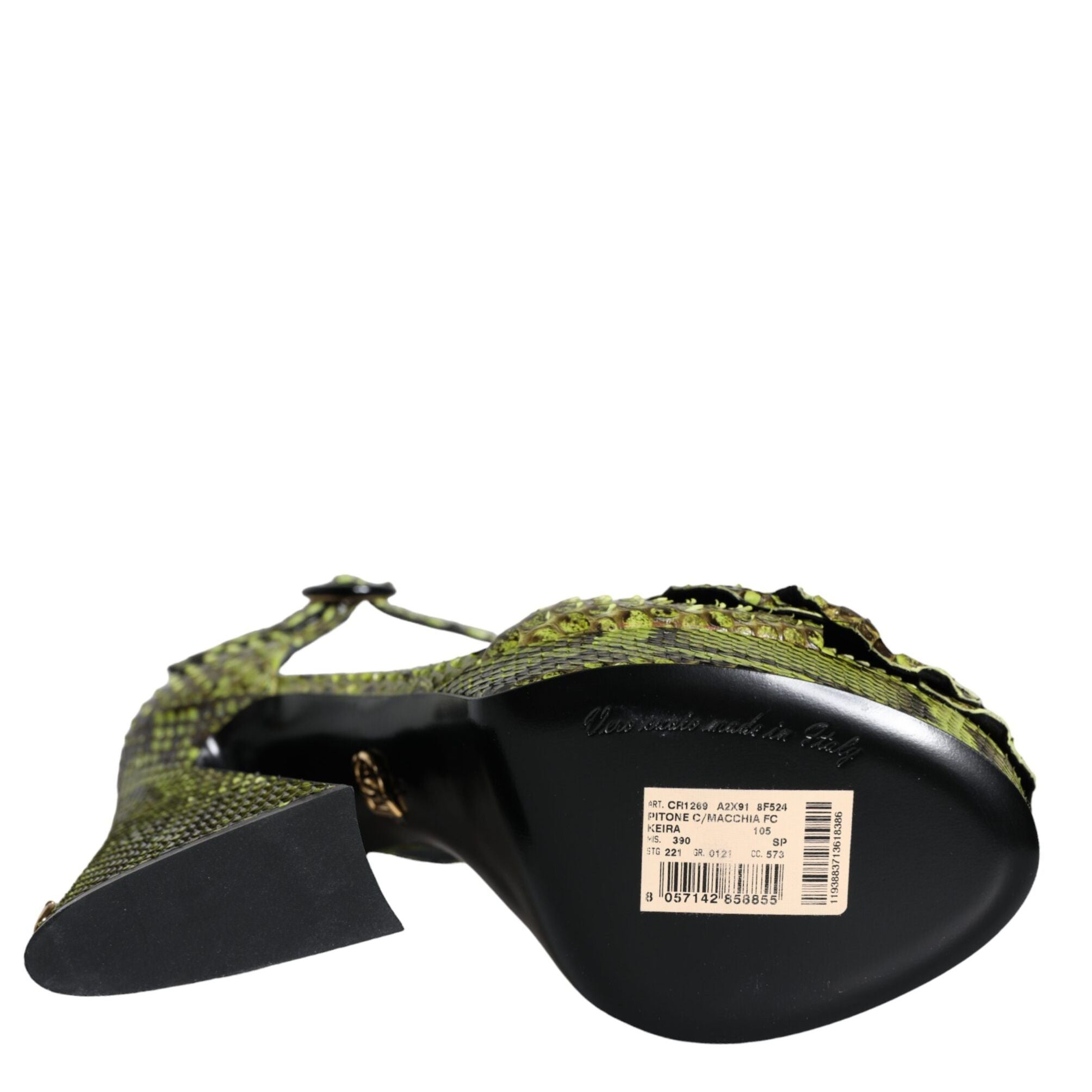 Dolce & Gabbana Green Exotic Leather Ankle Strap Heels Sandals Shoes