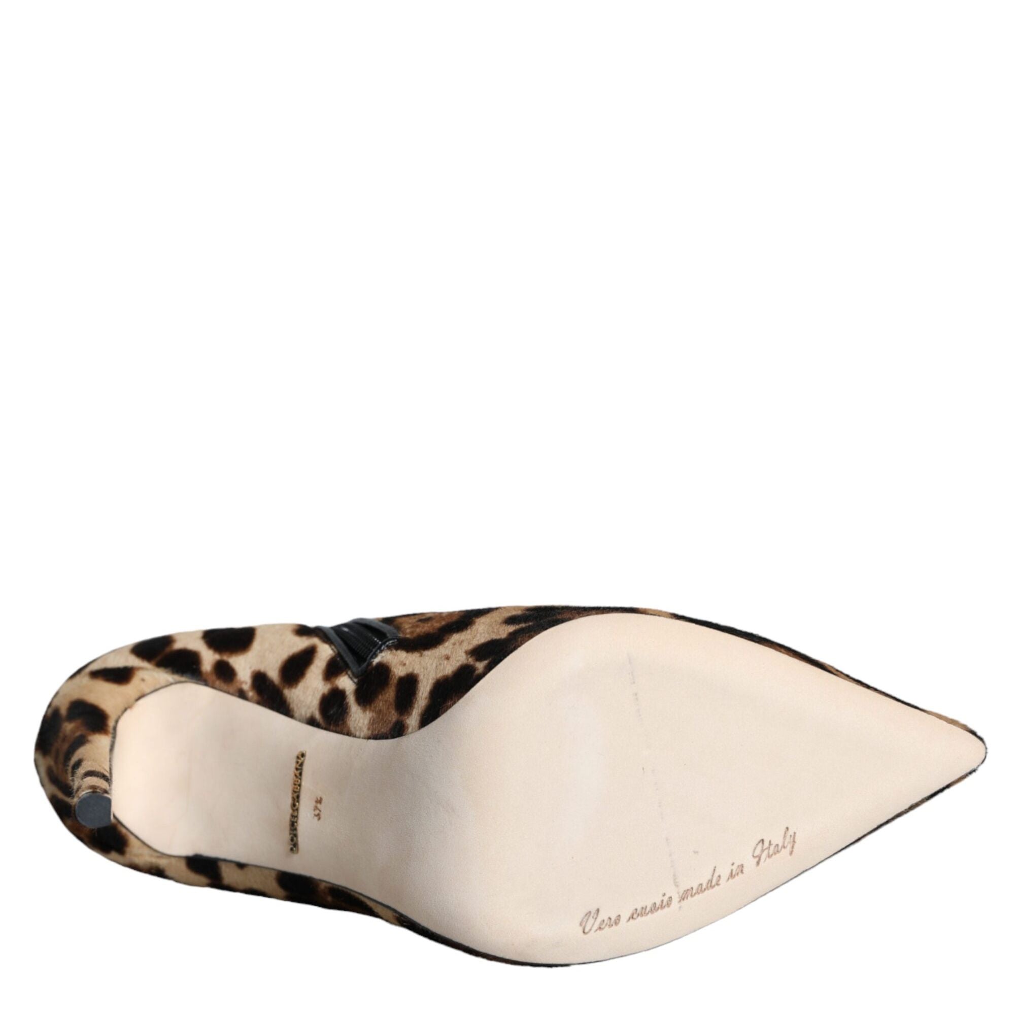 Dolce & Gabbana Brown Leopard Calf Fur Heels Ankle Boots Shoes