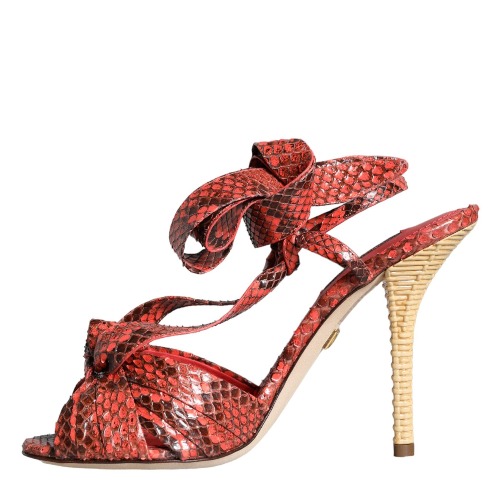 Dolce & Gabbana Coral Exotic Leather Heels Sandals Shoes