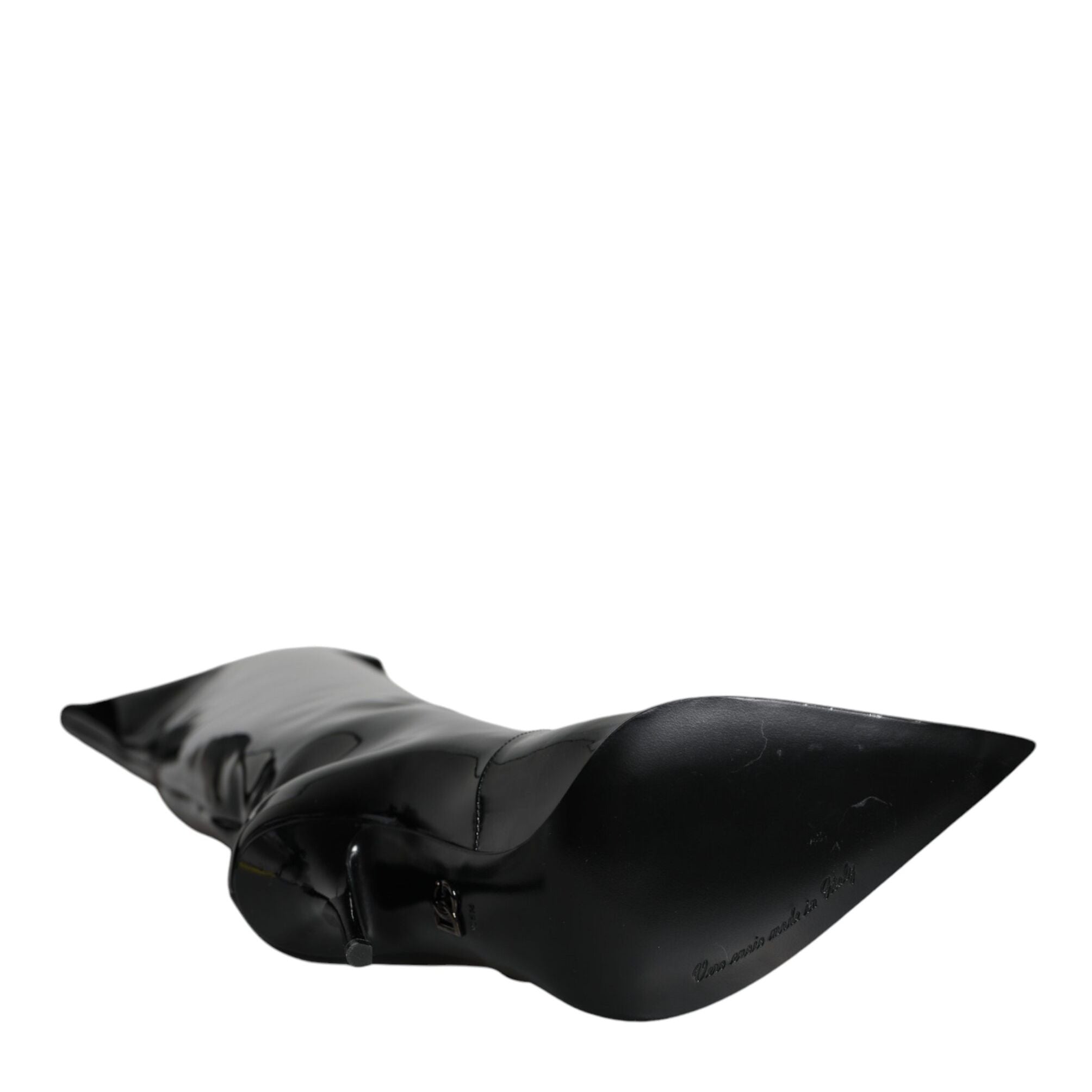 Dolce & Gabbana Black Patent Leather Knee High Boots Shoes
