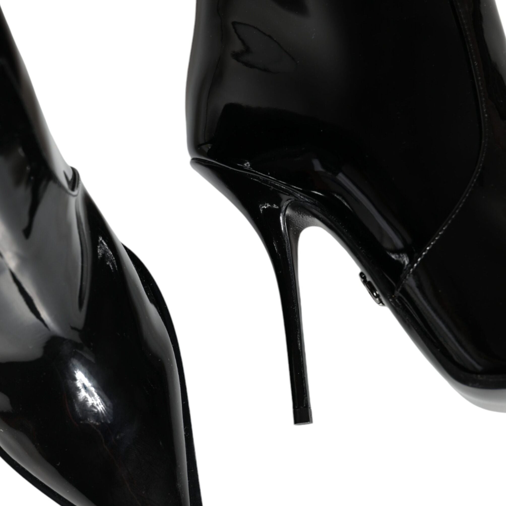 Dolce & Gabbana Black Patent Leather Knee High Boots Shoes