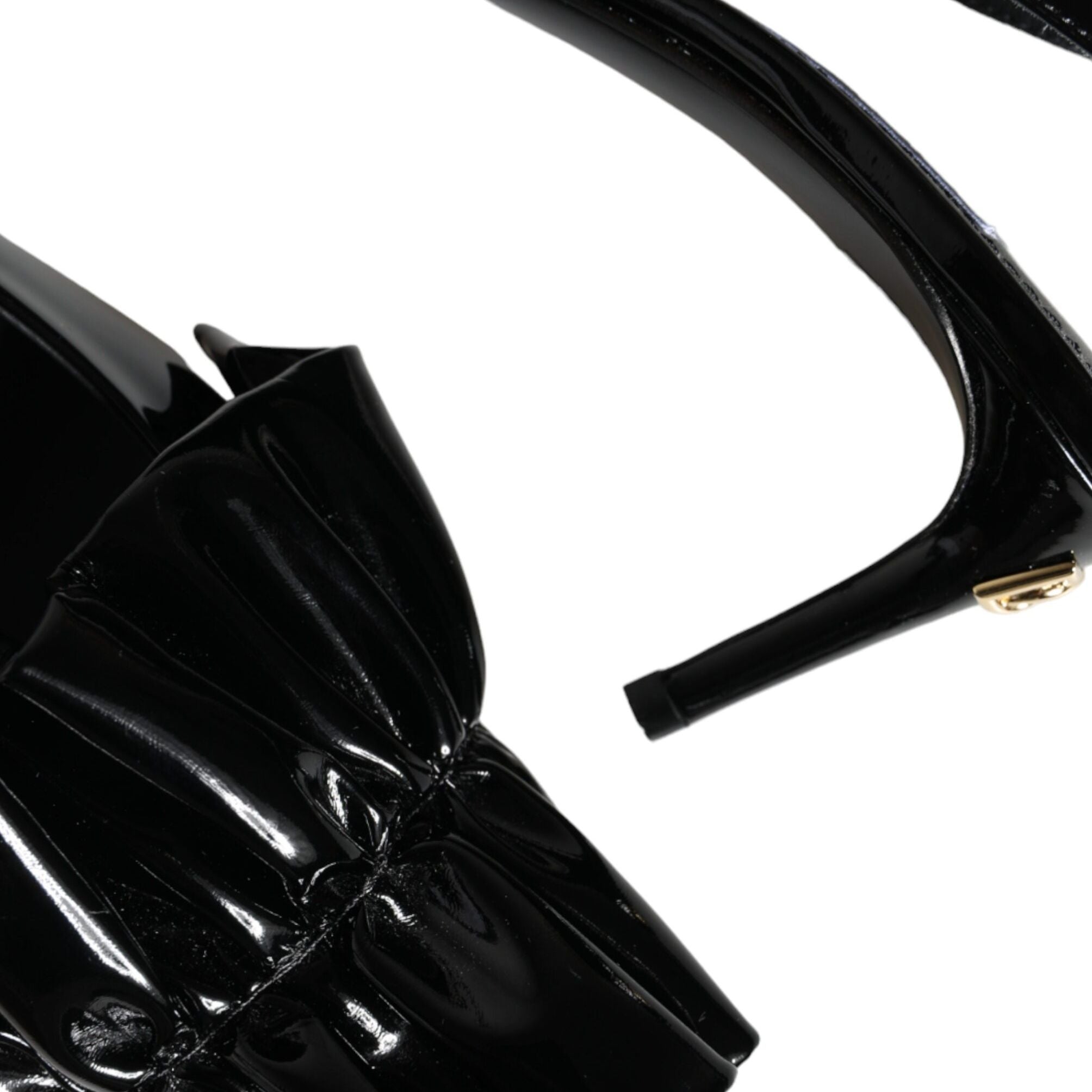 Dolce & Gabbana Black Patent Leather Heels Slingback Shoes
