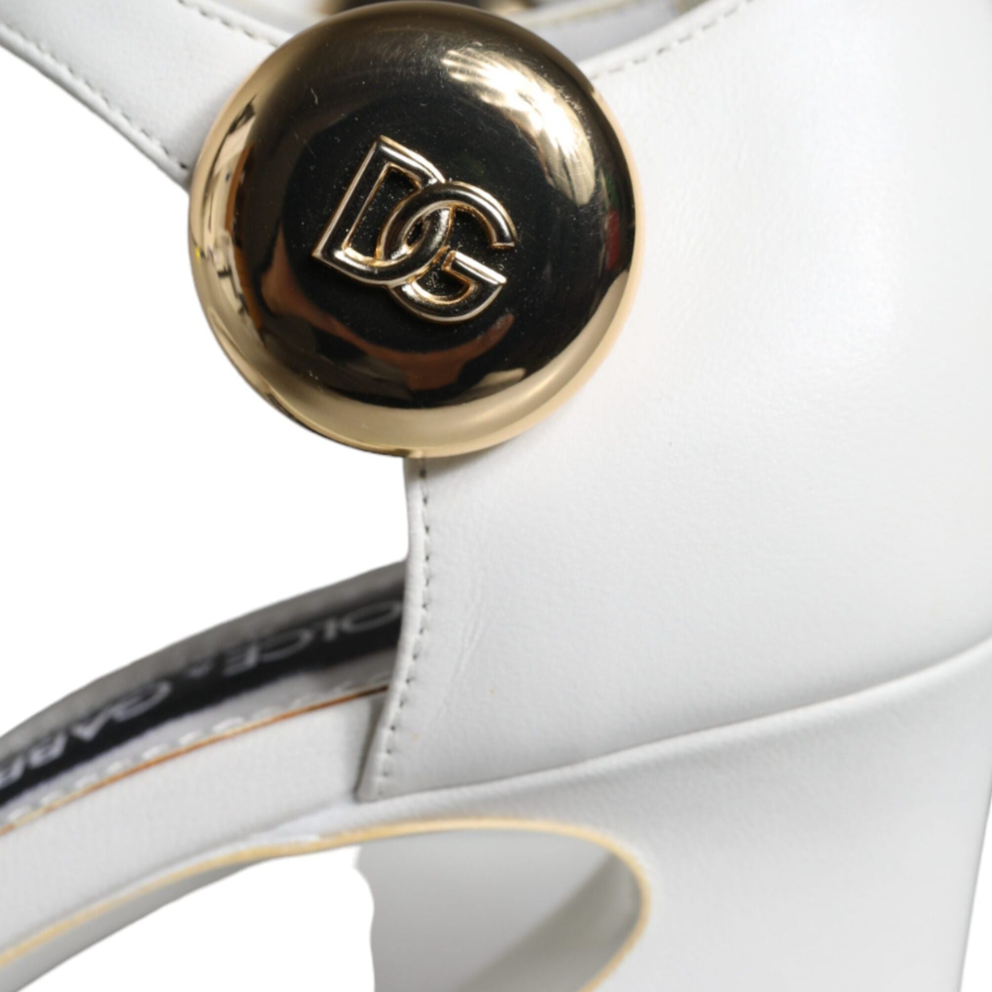 Dolce & Gabbana White Leather Heels Keira Sandals Shoes