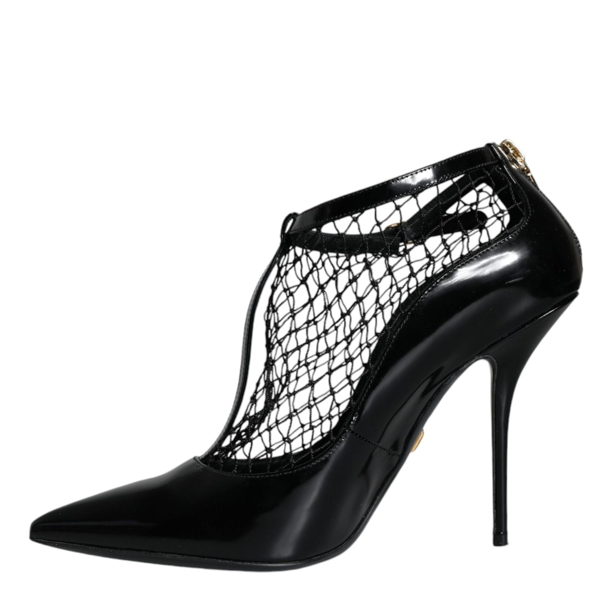 Dolce & Gabbana Black Mesh Patent Leather Heels Pumps Shoes
