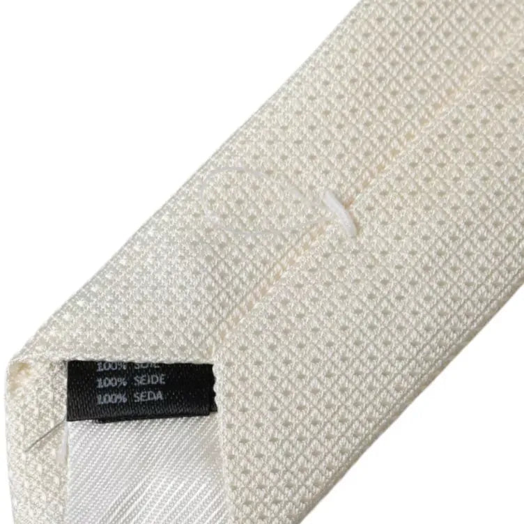 Dolce & Gabbana Off White Patterned Silk Classic Adjustable Tie