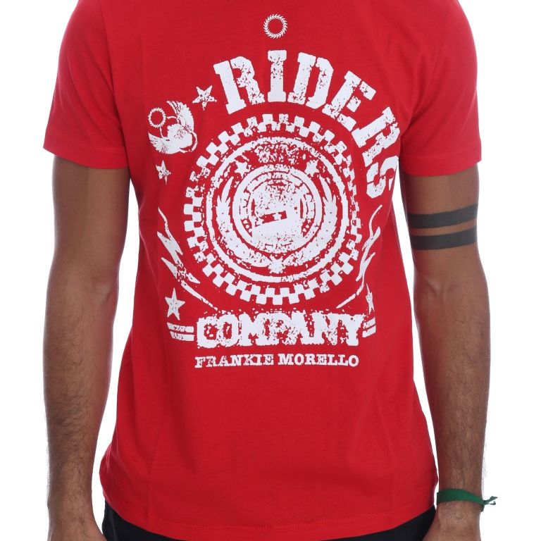 Frankie Morello Red Cotton RIDERS Crewneck T-Shirt