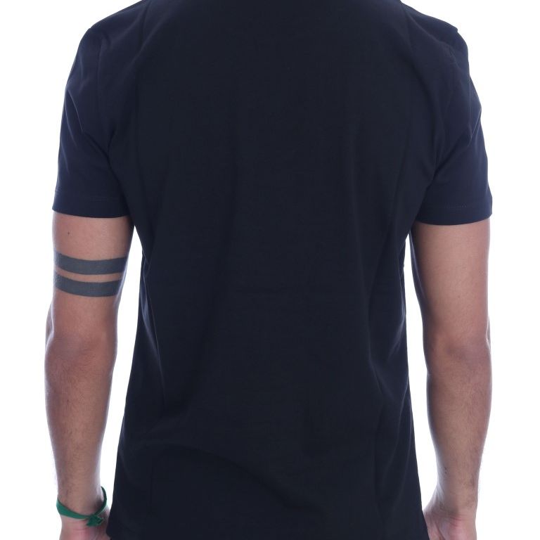 Frankie Morello Black Cotton RIDERS Crewneck T-Shirt