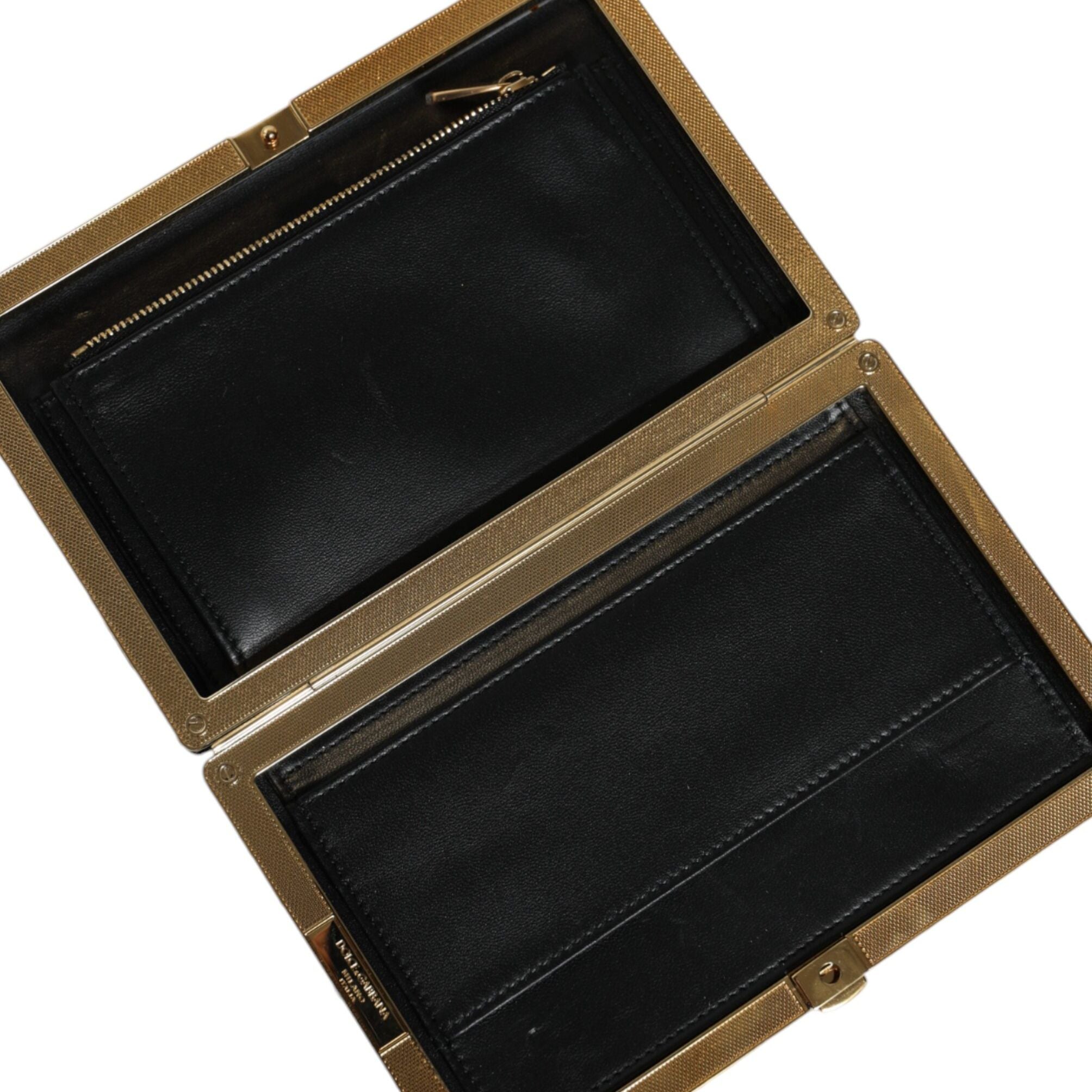 Dolce & Gabbana Black White Gold Frame Clutch Evening Party Purse Bag