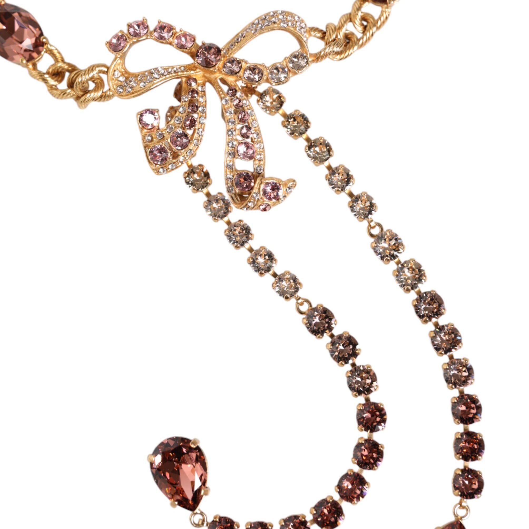 Dolce & Gabbana Gold Tone Brass Crystal Embellished Belt