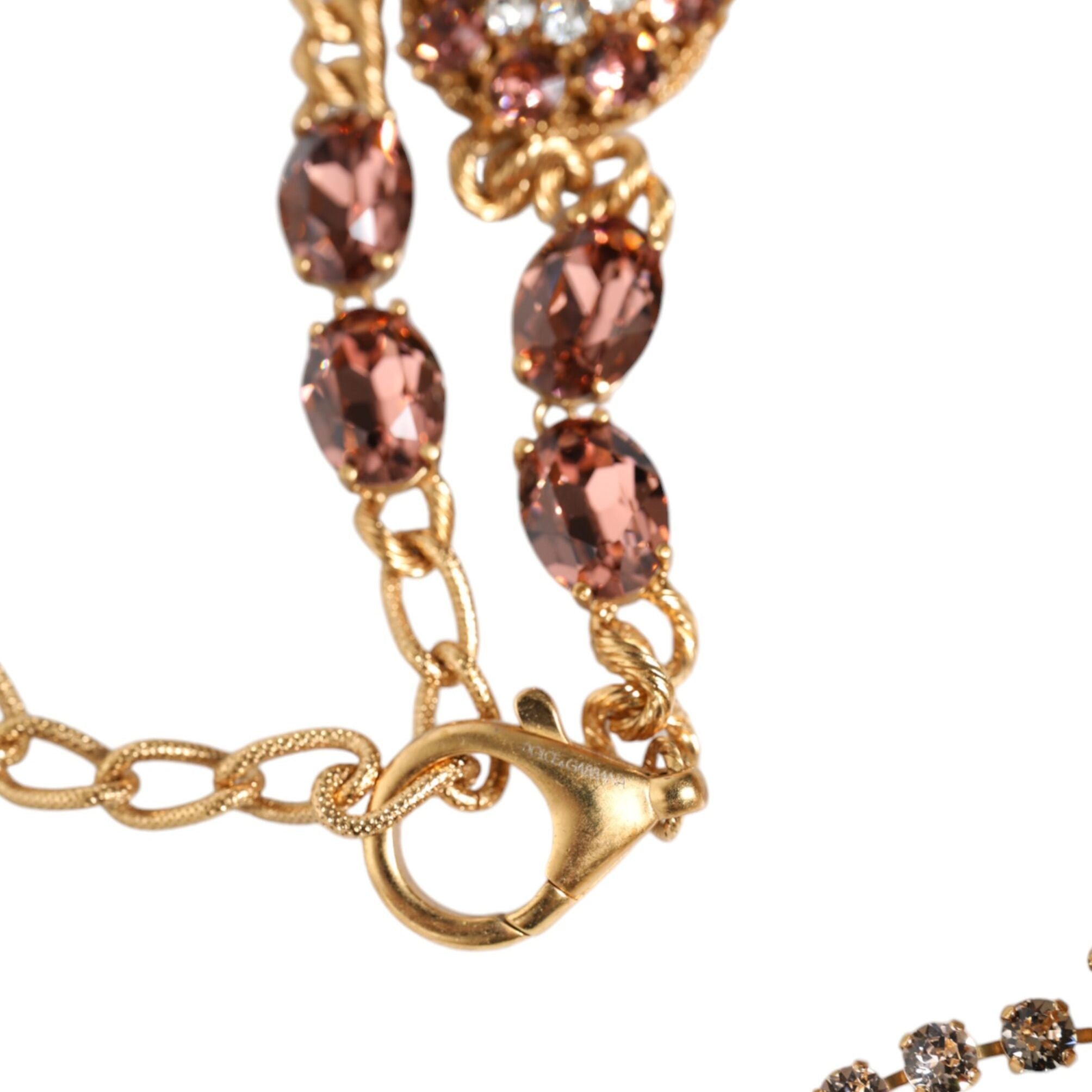 Dolce & Gabbana Gold Tone Brass Crystal Embellished Belt