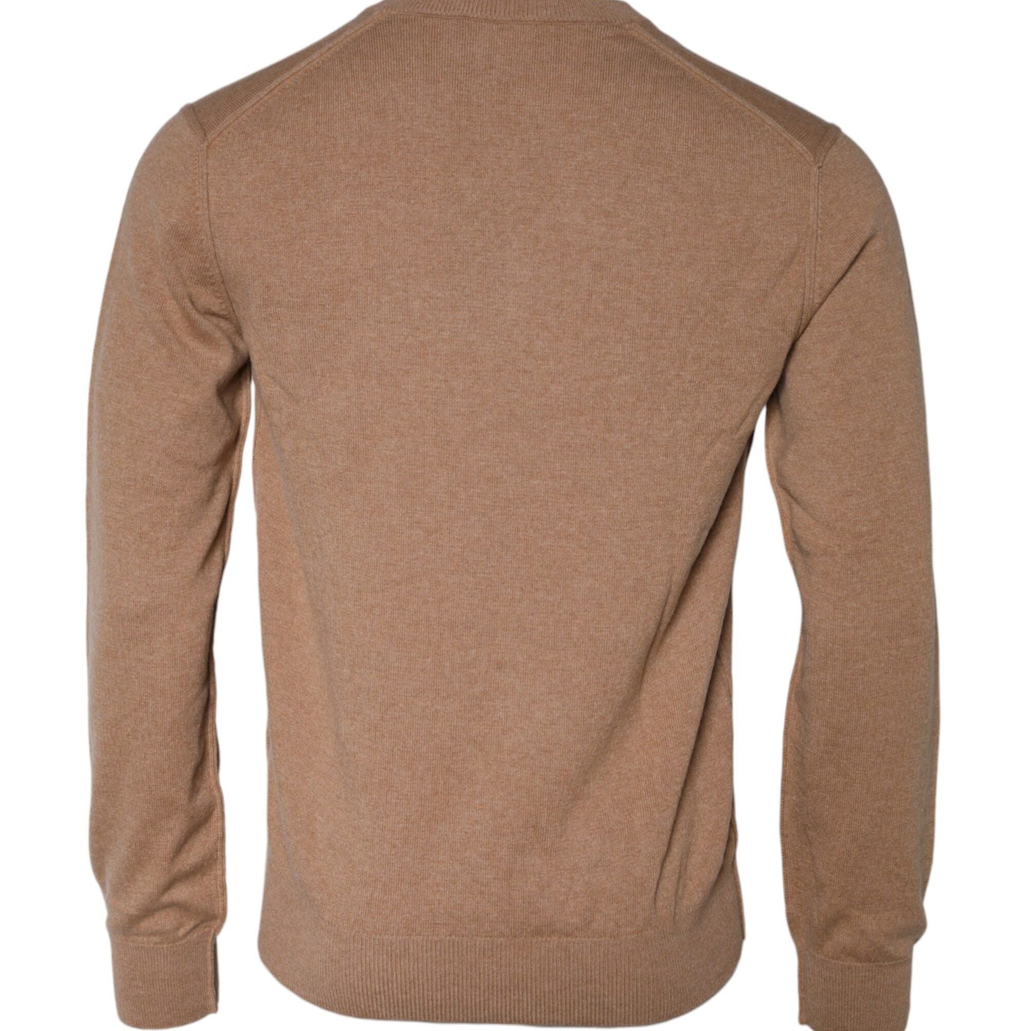 Dolce & Gabbana Brown Cashmere Knit V-neck Pullover Sweater