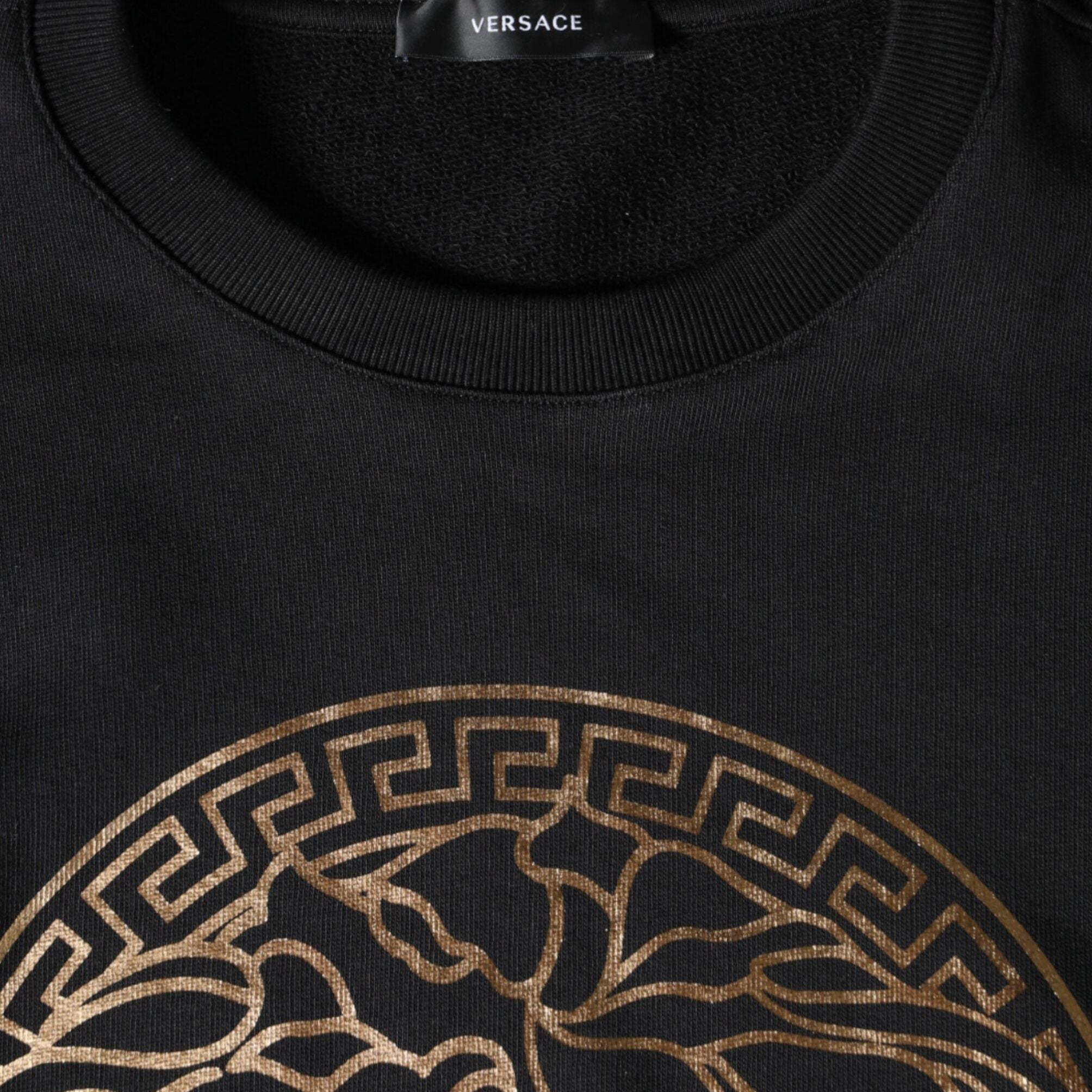 Versace Black Medusa Fleece Cotton Crew Neck Sweatshirt Sweater