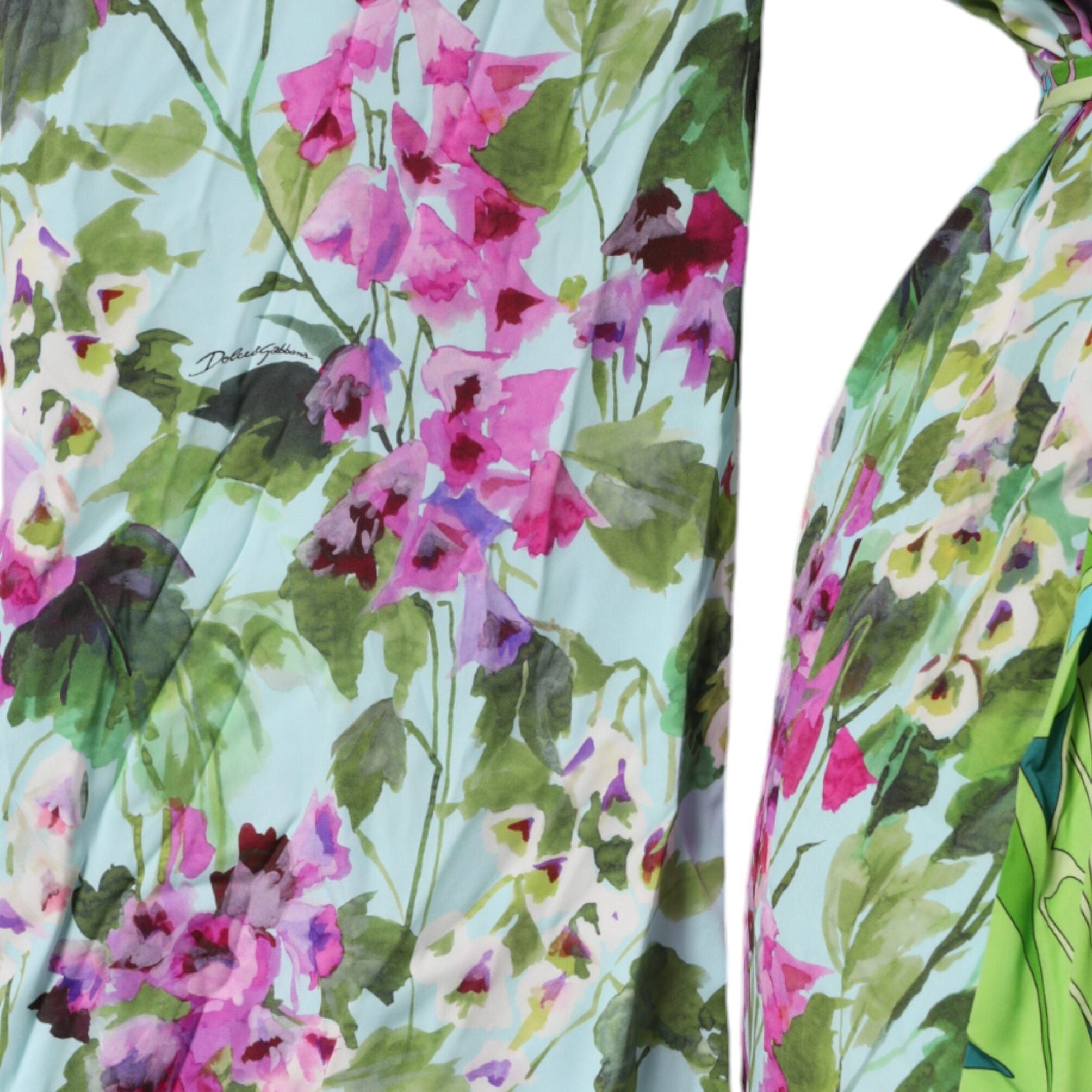 Dolce & Gabbana Multicolor Floral Silk Stretch Wrap Dress