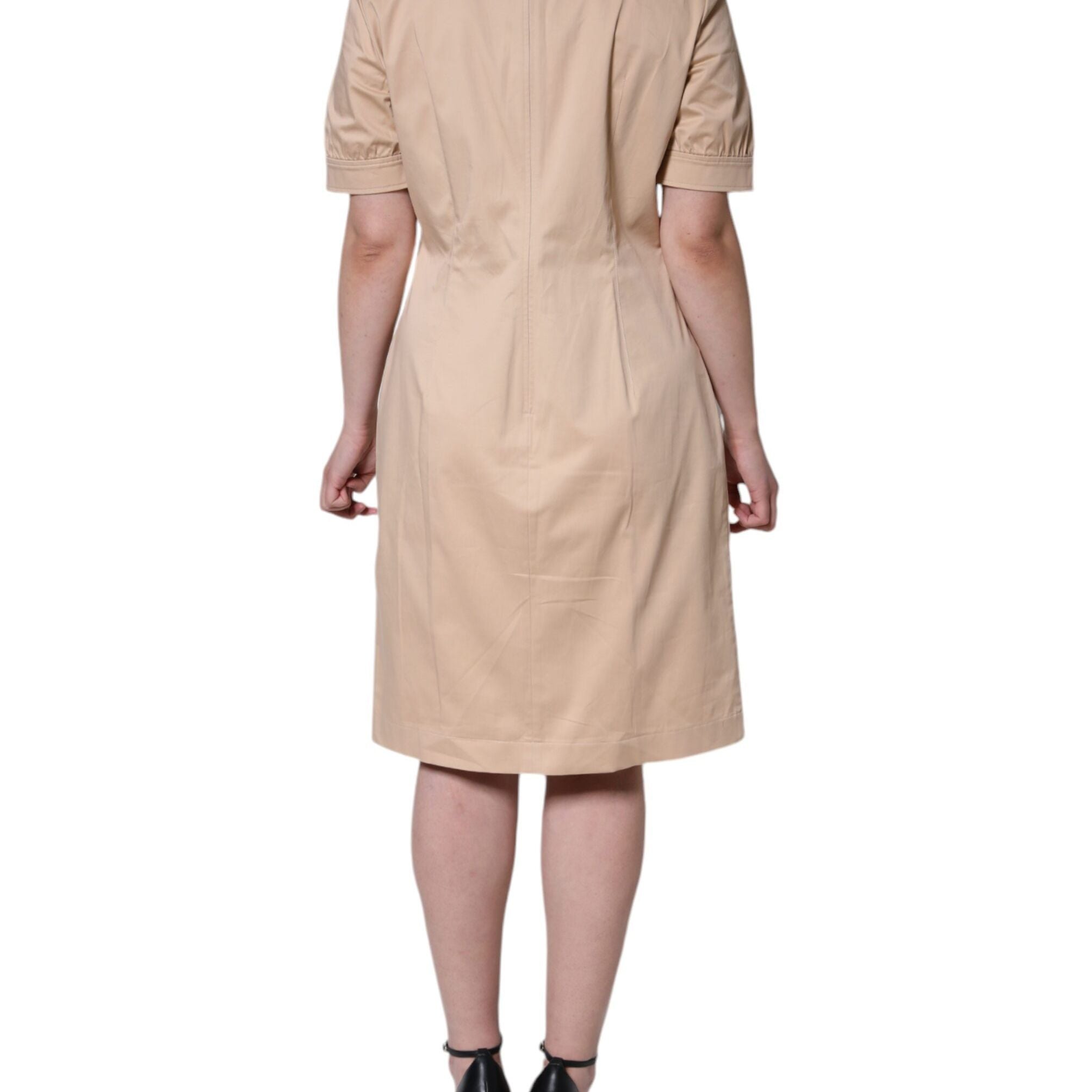 Moschino Beige Cotton Short Sleeve Knee Length Dress