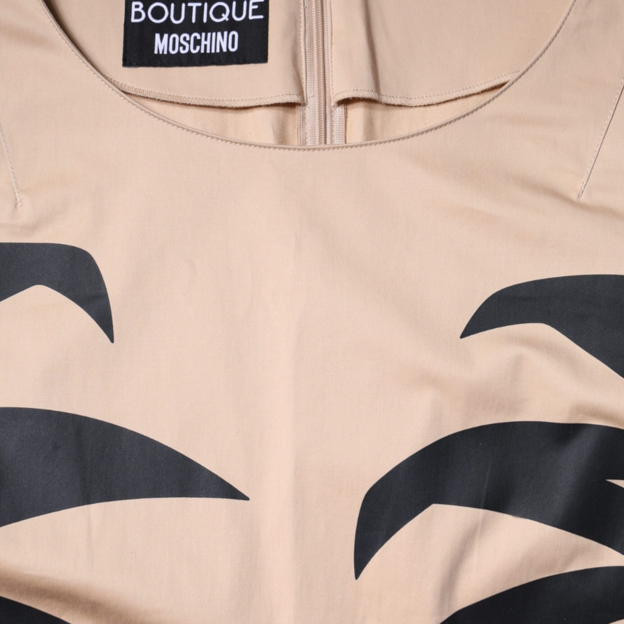 Moschino Beige Cotton Short Sleeve Knee Length Dress
