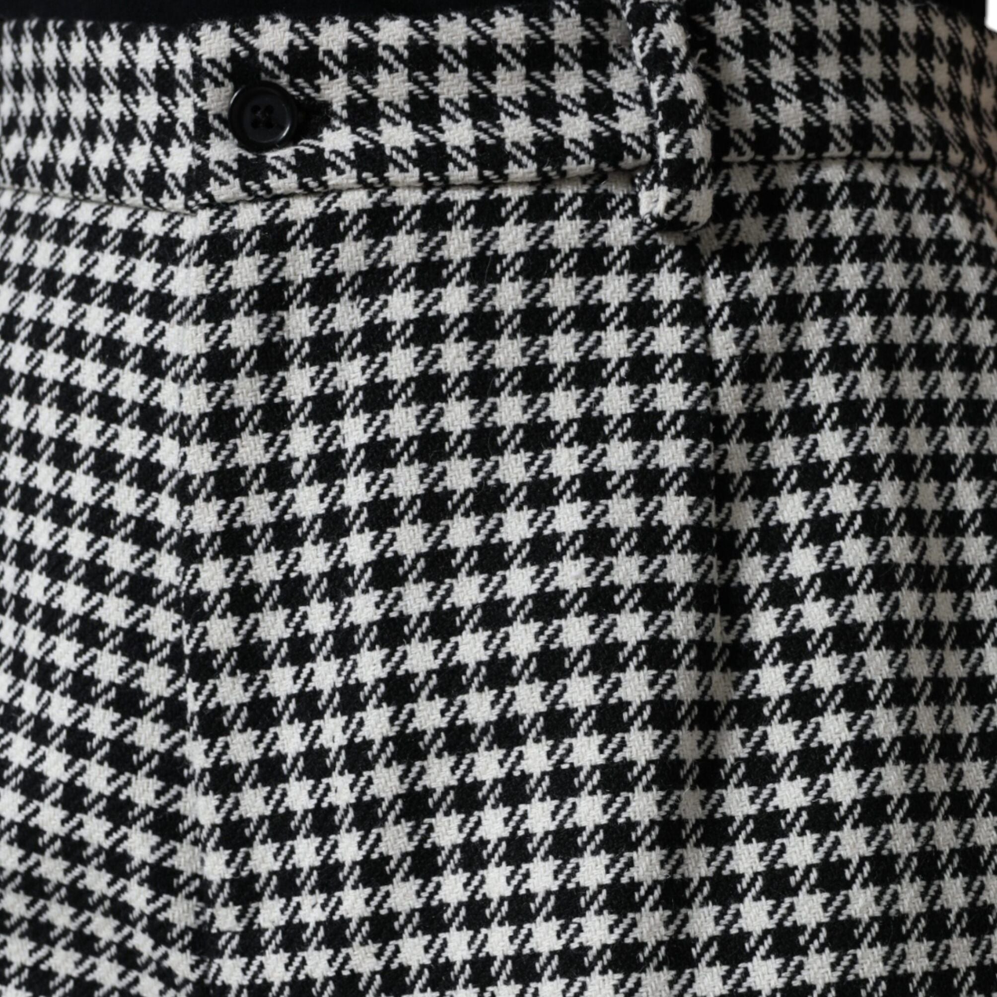 Dolce & Gabbana Black White Houndstooth Cropped Wide Leg Pants