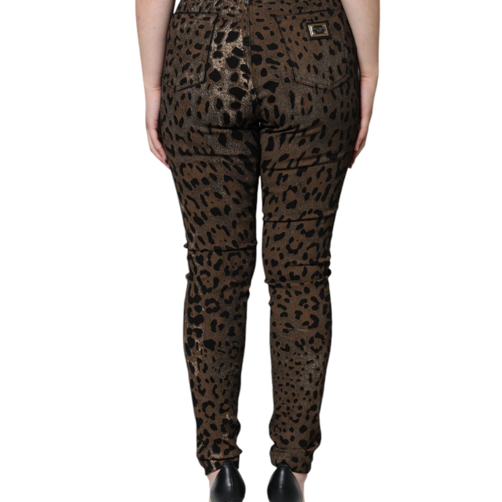 Dolce & Gabbana Brown Leopard Cotton Skinny Denim Jeans