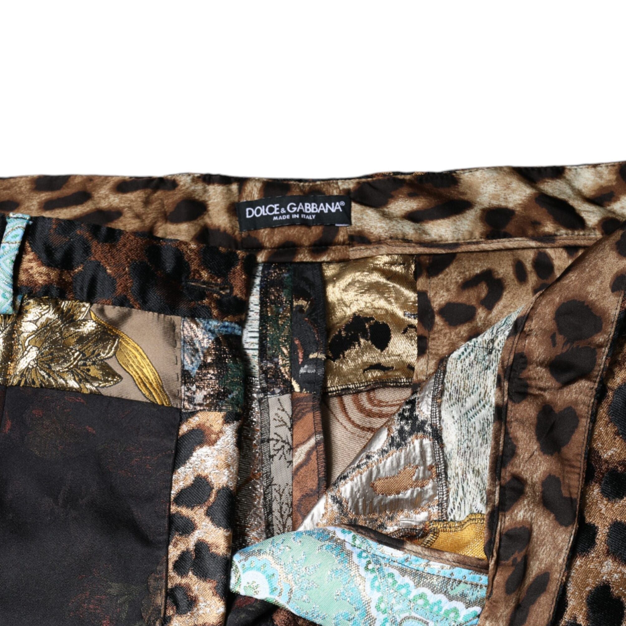 Dolce & Gabbana Multicolor Patchwork Jacquard High Waist Pants