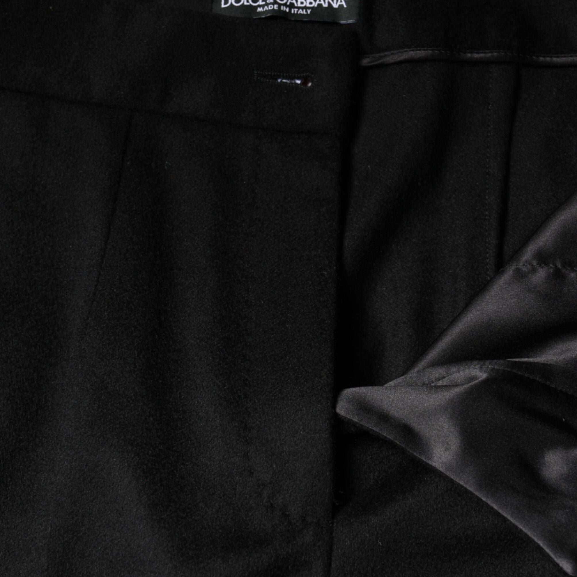 Dolce & Gabbana Black Cashmere Mid Waist Women Boot Cut Pants