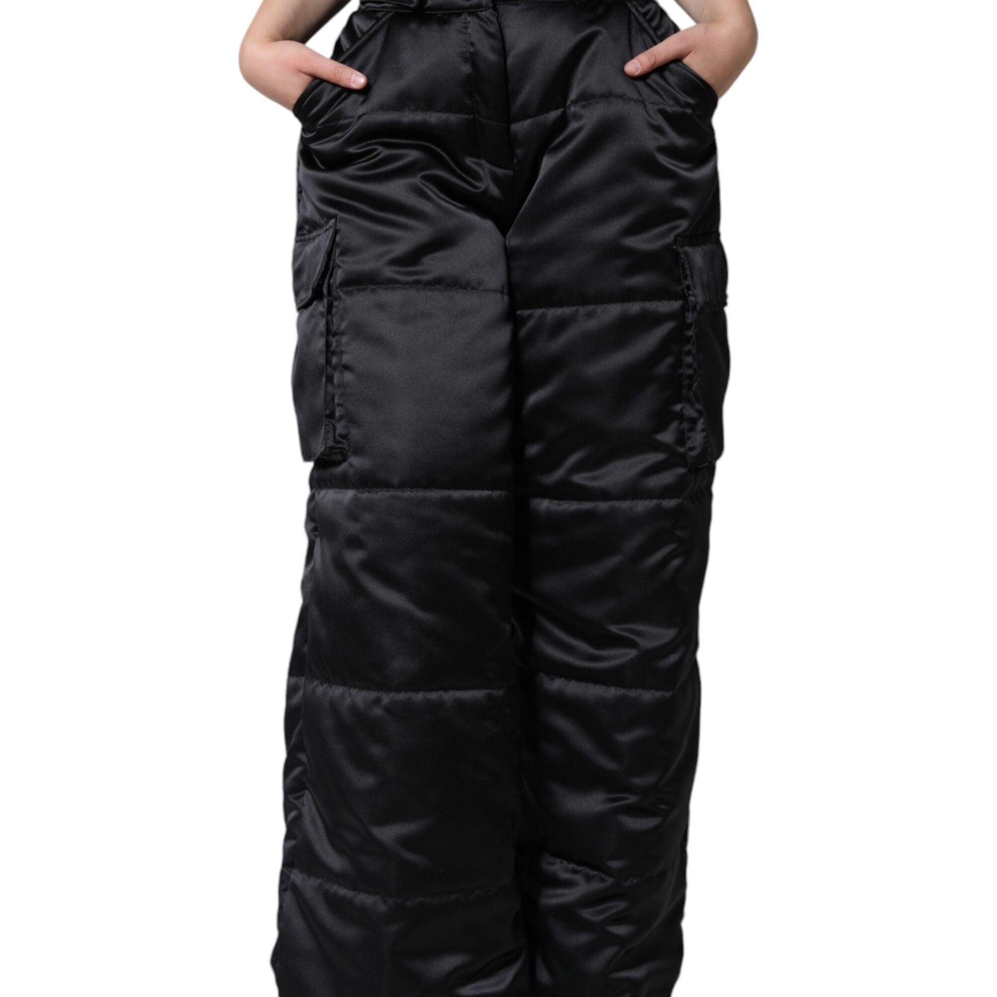 Dolce & Gabbana Black Quilted High Waist Women Boot Cut Pants