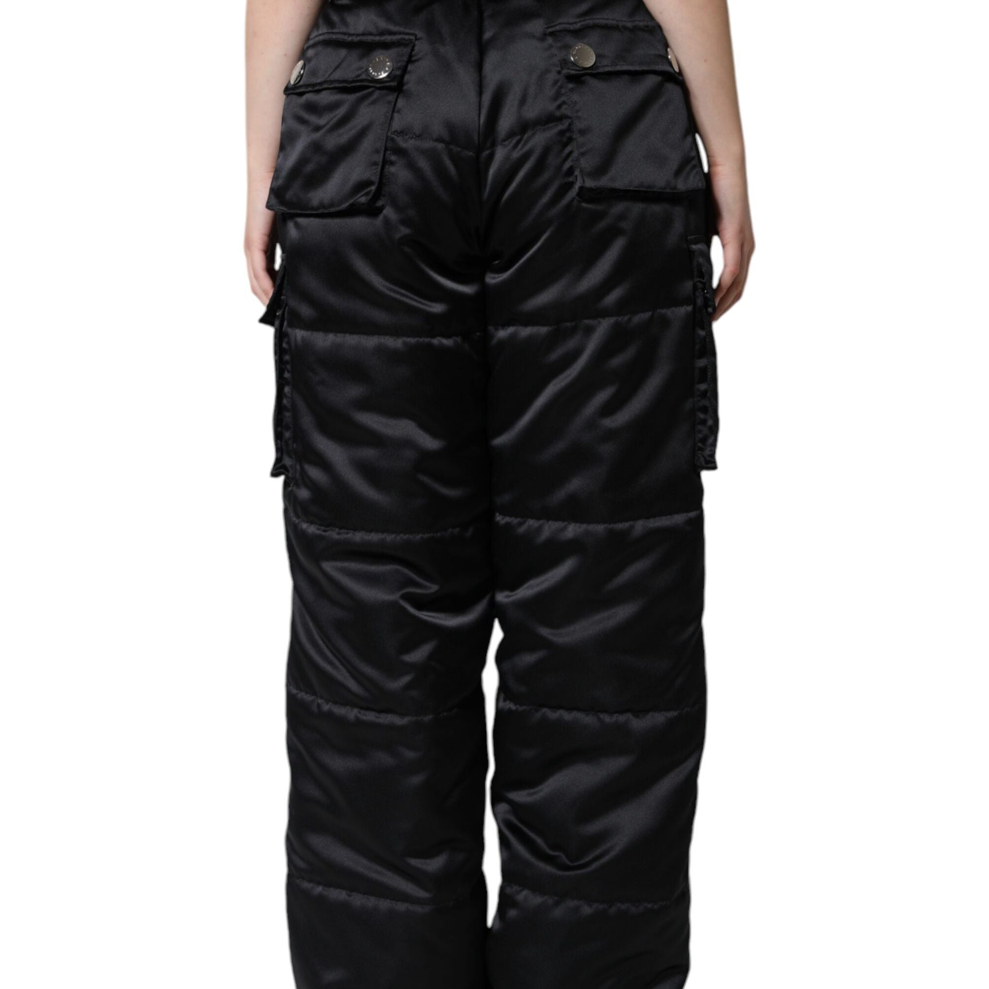 Dolce & Gabbana Black Quilted High Waist Women Boot Cut Pants