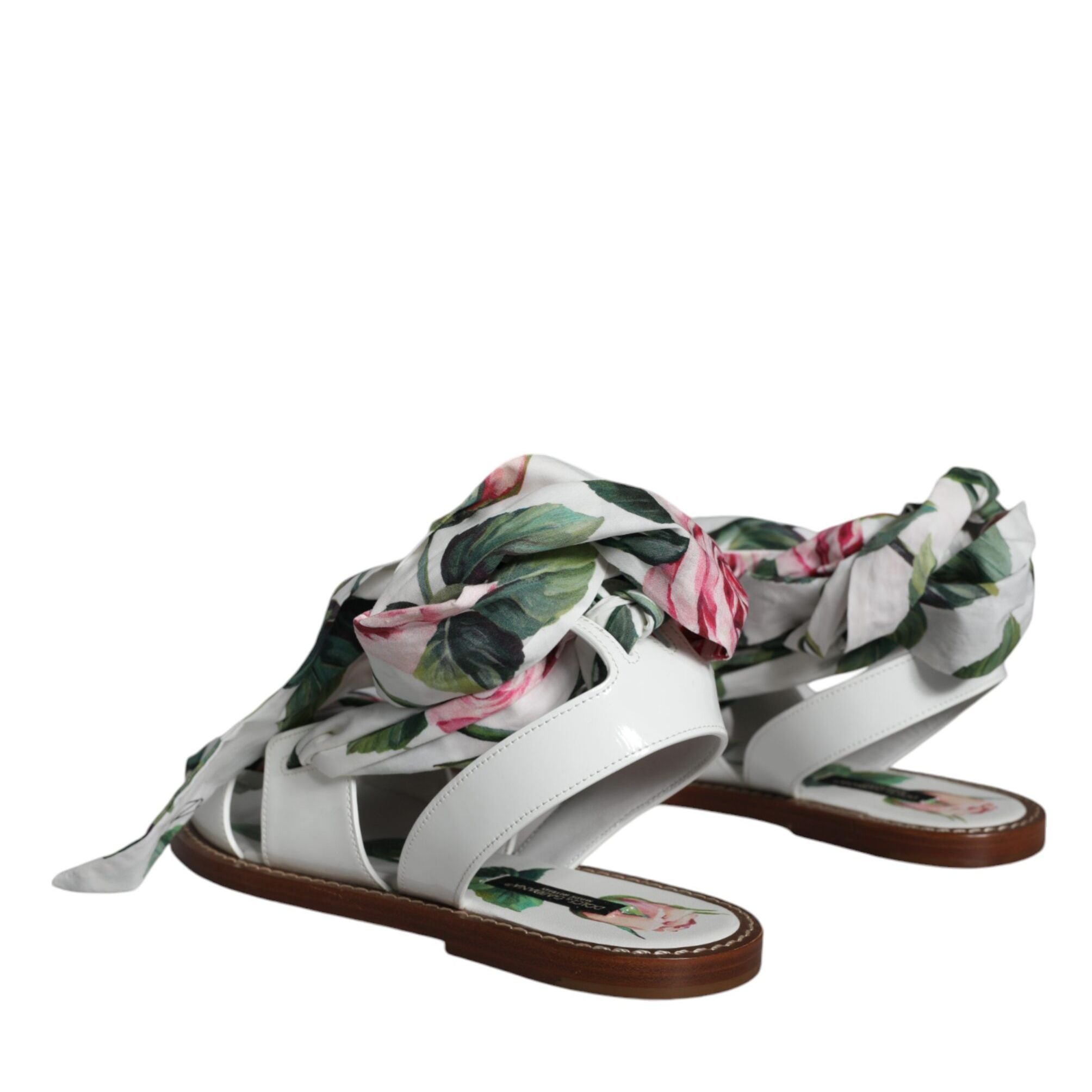 Dolce & Gabbana Multicolor Floral Print Ankle Wrap Sandals Shoes