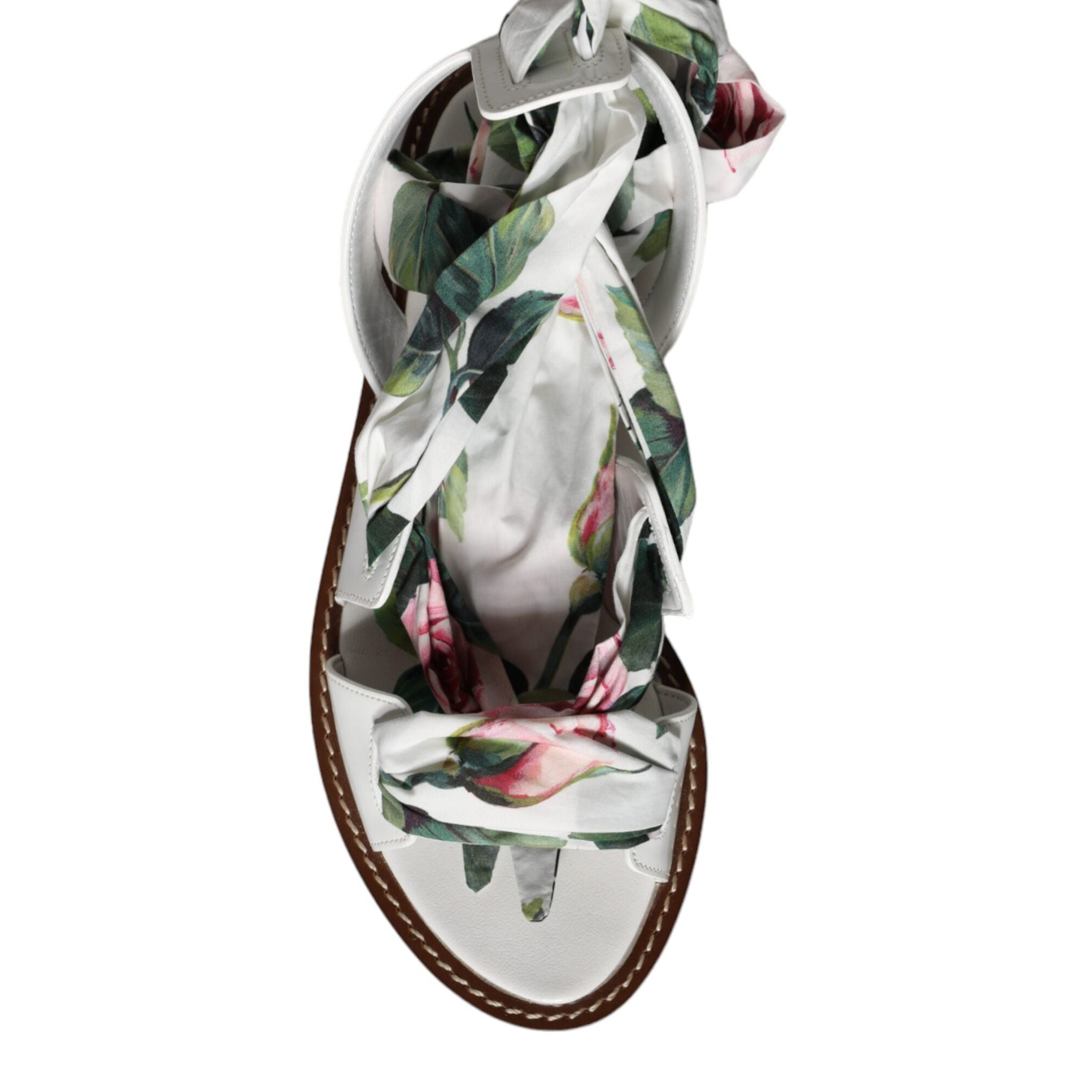 Dolce & Gabbana Multicolor Floral Print Ankle Wrap Sandals Shoes