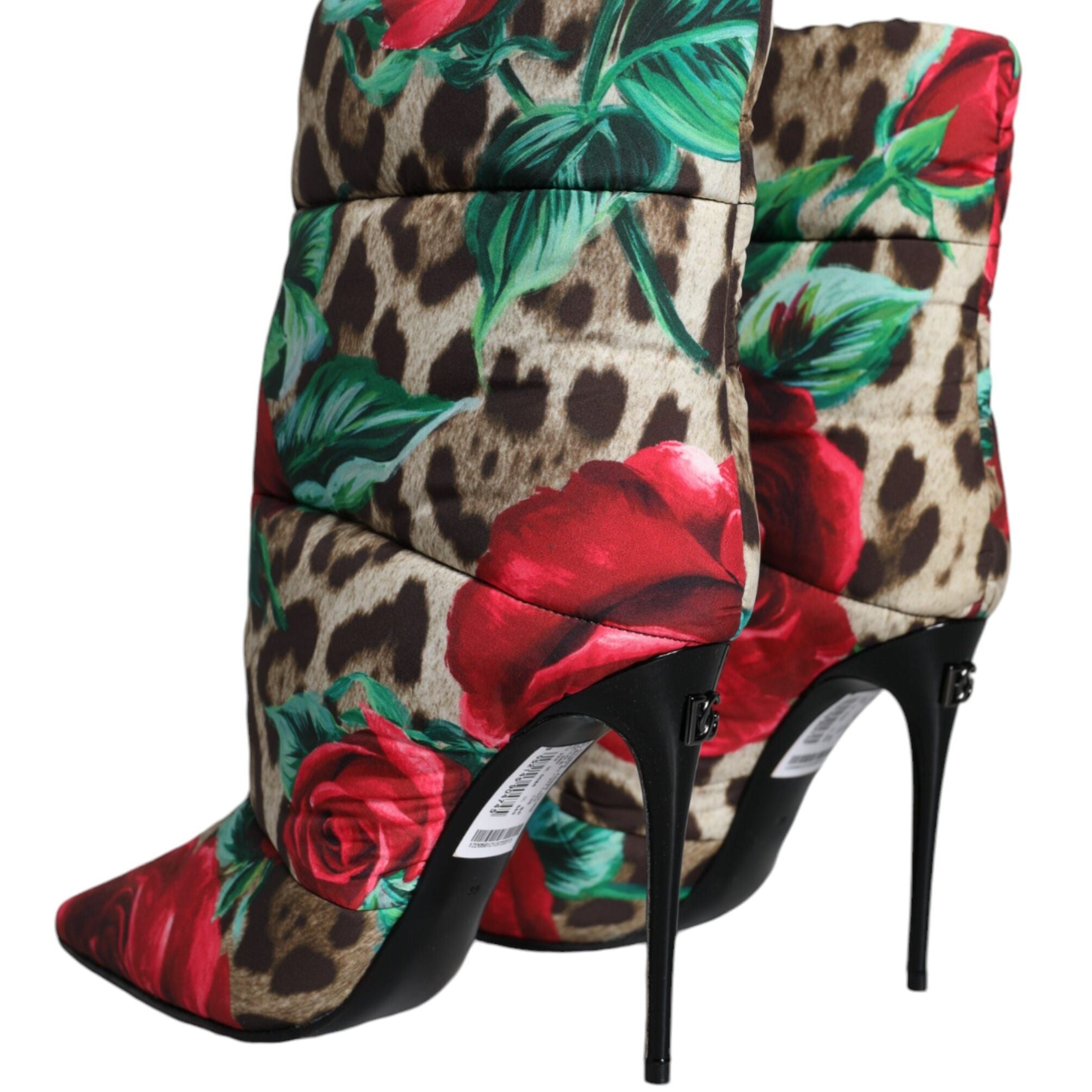 Dolce & Gabbana Multicolor Leopard Rose Mid Calf Boots Shoes