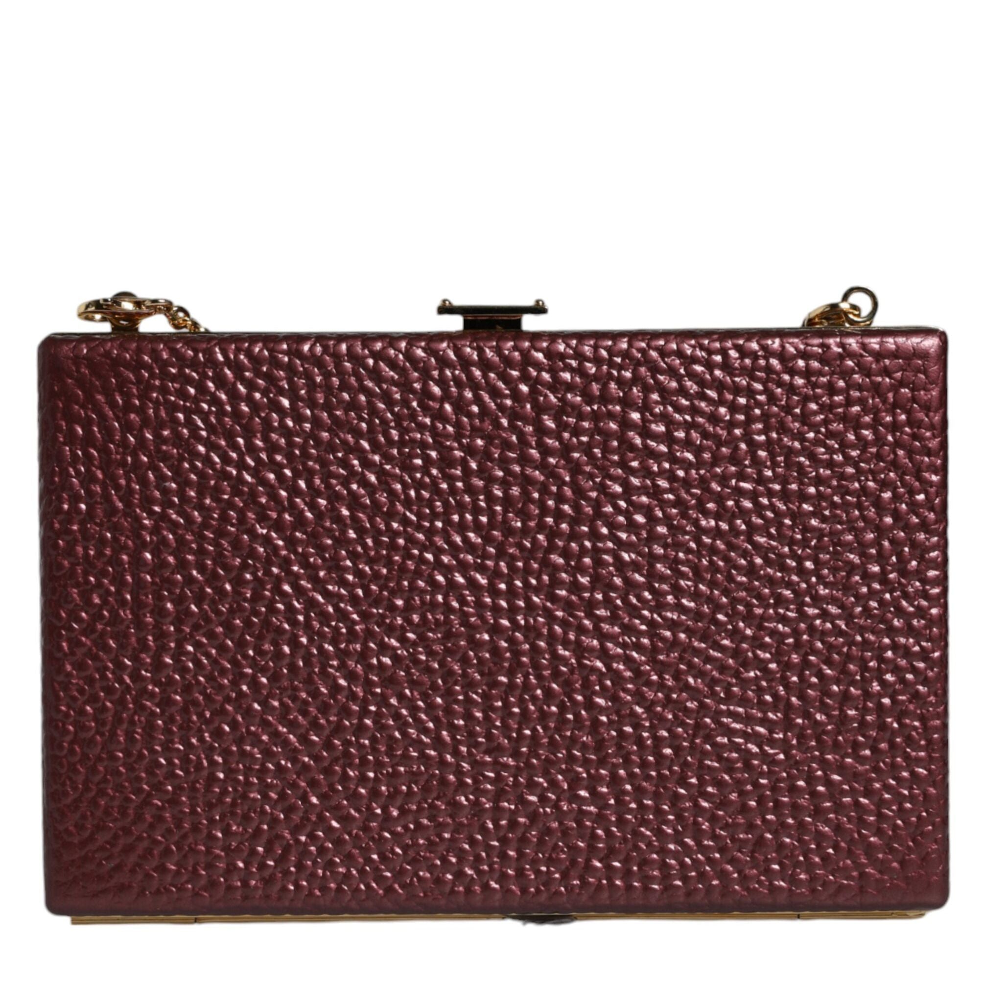 Dolce & Gabbana Maroon Leather Clutch Evening Crossbody Bag