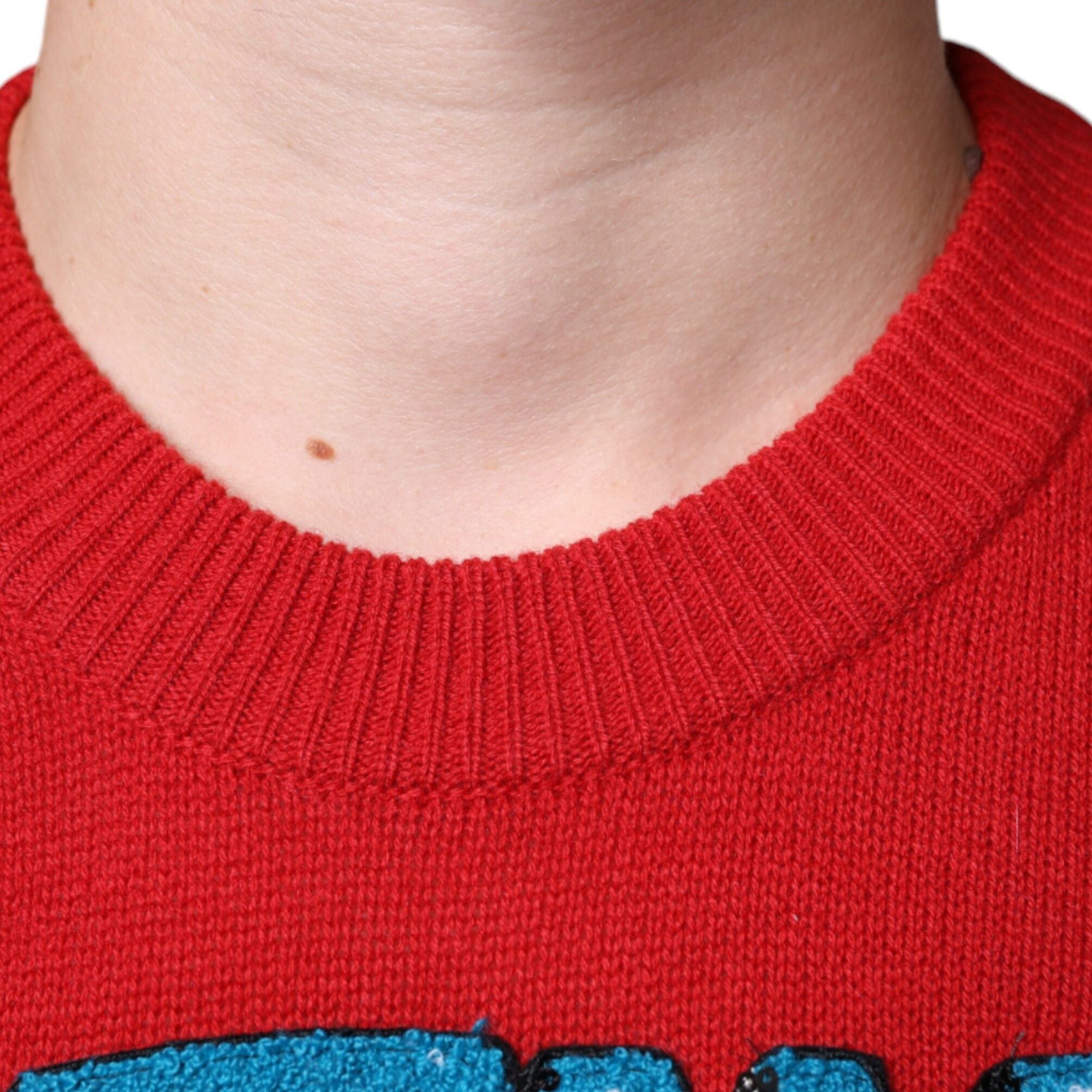 Dolce & Gabbana Red I'm The King Wool Crew Neck Sweatshirt Sweater