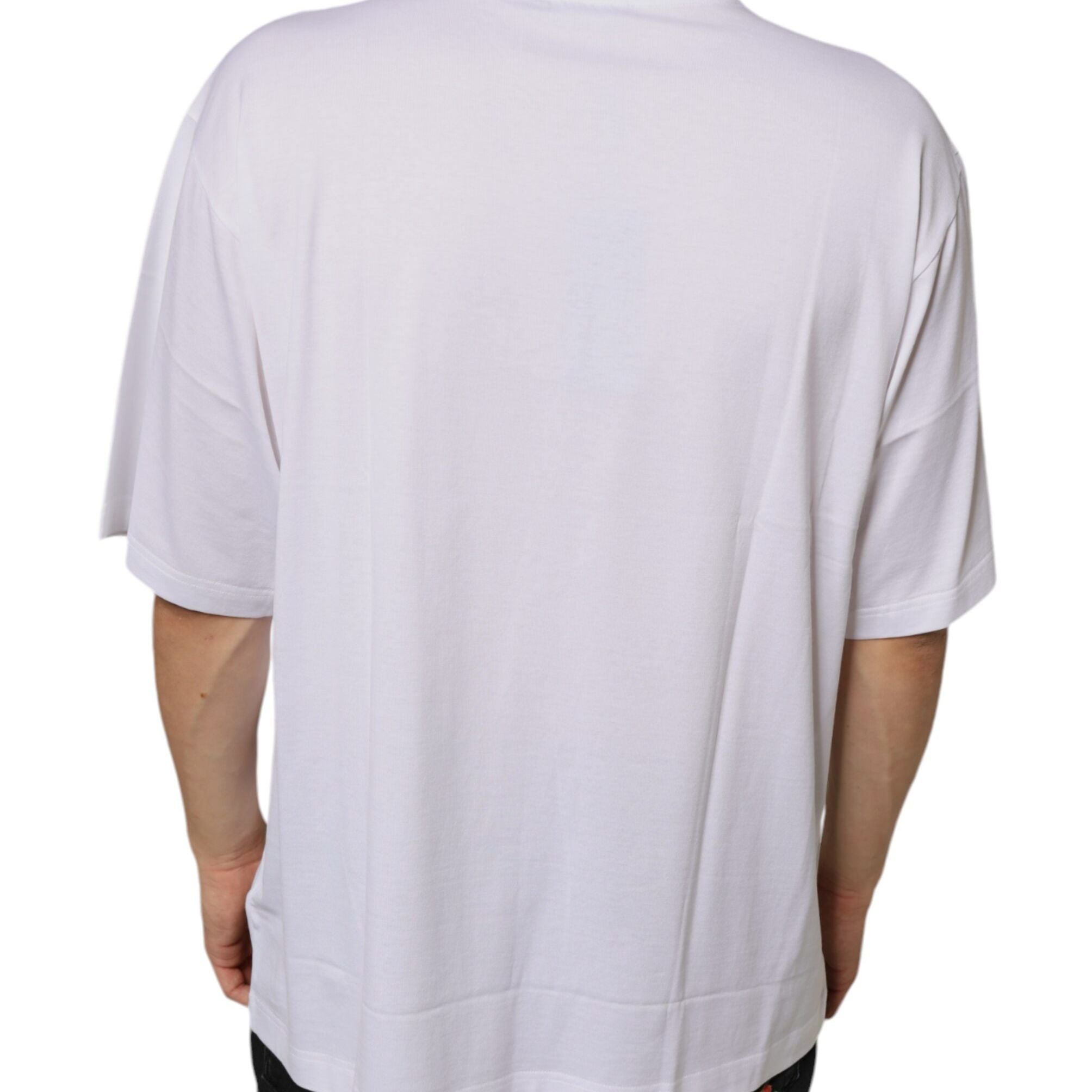 Dolce & Gabbana White Metal DG Logo Cotton Short Sleeves T-shirt