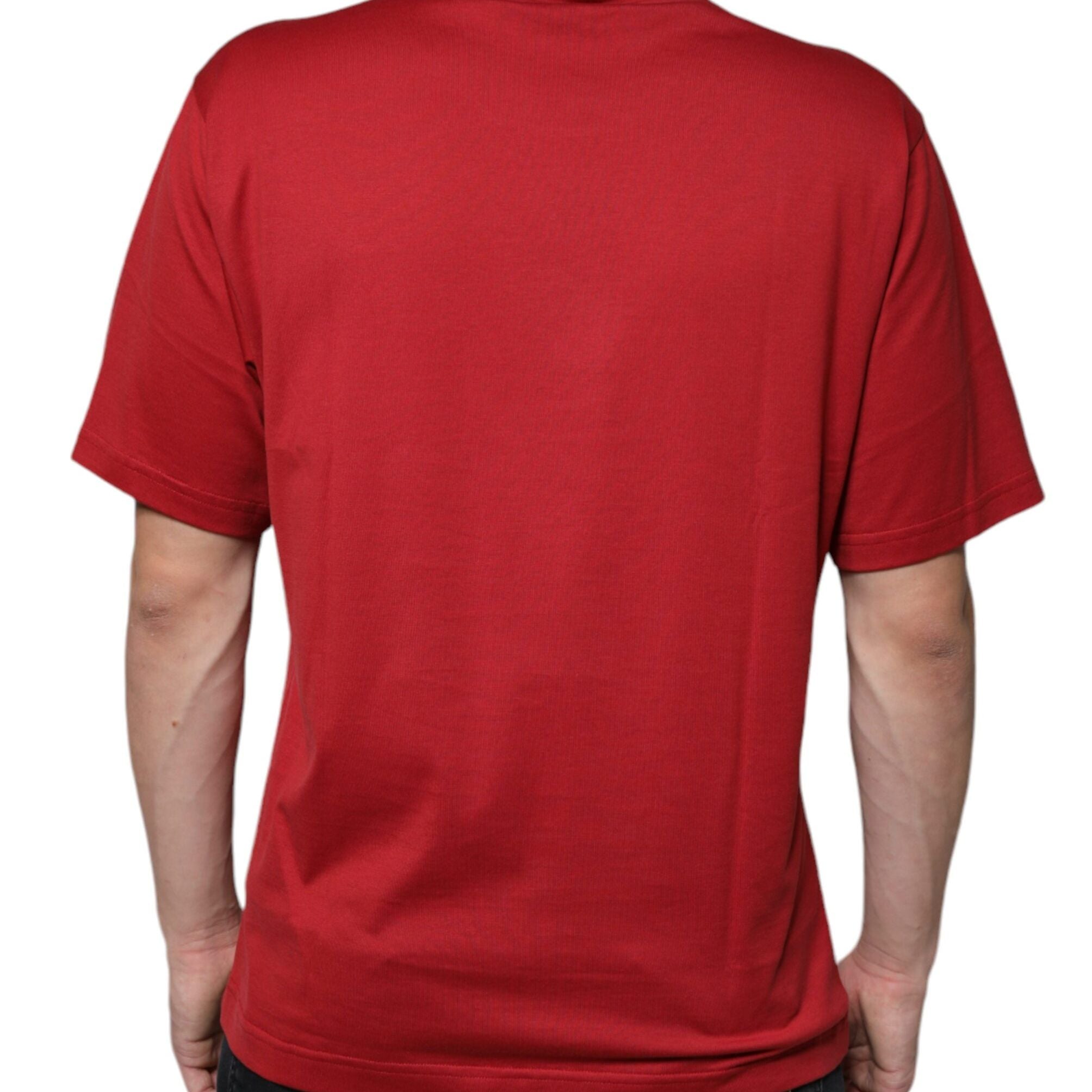 Dolce & Gabbana Red Cotton DG Logo Print Crew Neck T-shirt