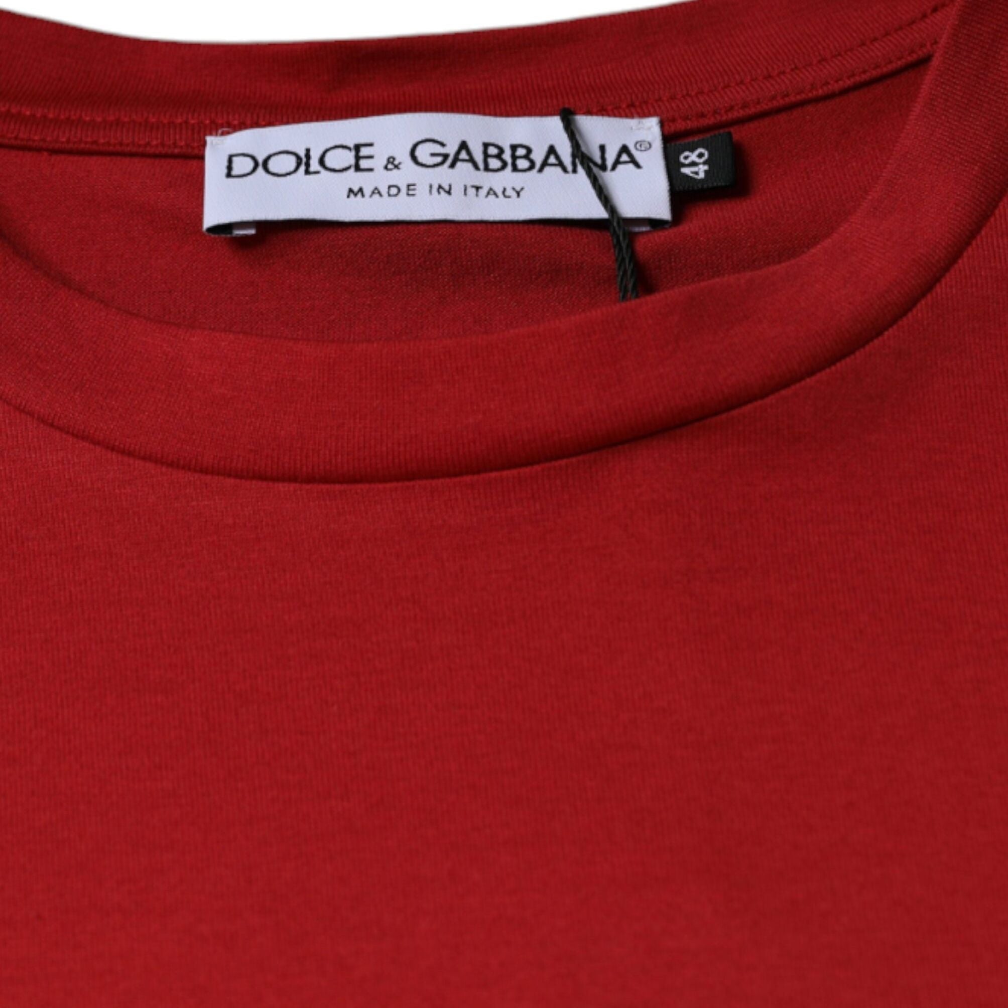 Dolce & Gabbana Red Cotton DG Logo Print Crew Neck T-shirt