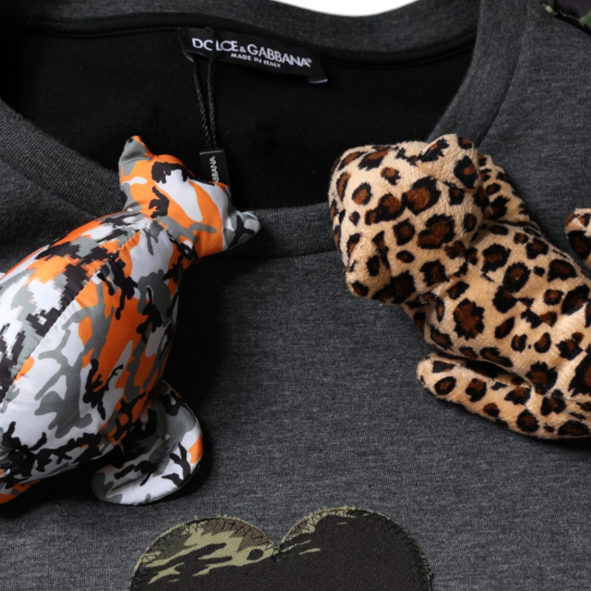 Dolce & Gabbana Gray Camouflage Animal Stuff Cotton T-shirt